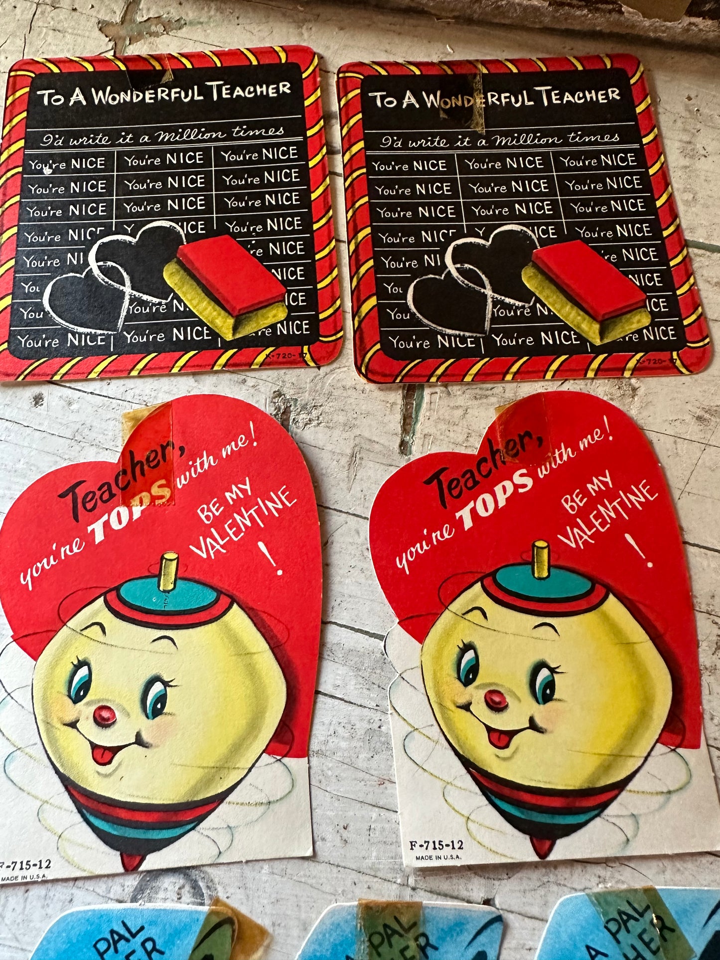 Valentine Teacher Cards Set of 7