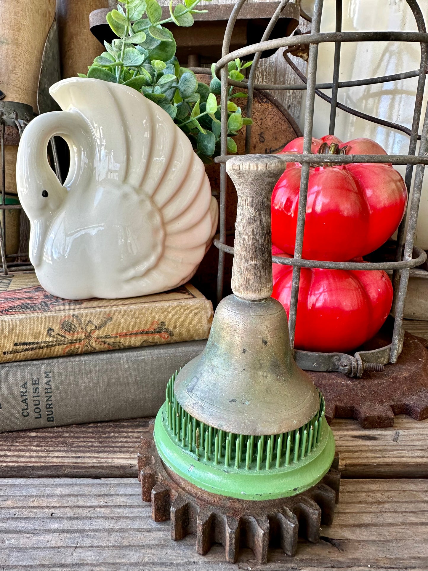Metal Bell Weathered Wood Handle