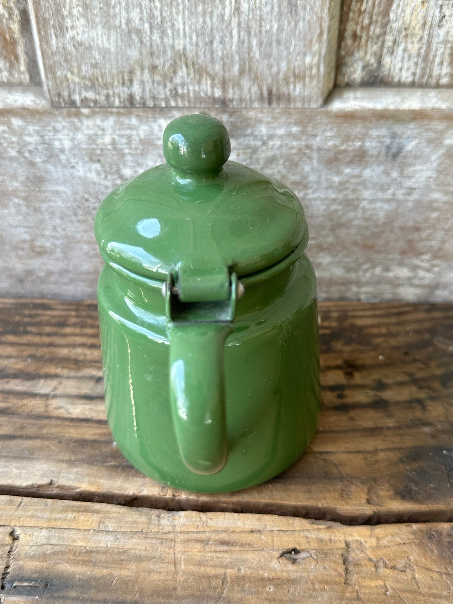 Green Enamelware Tea Pot