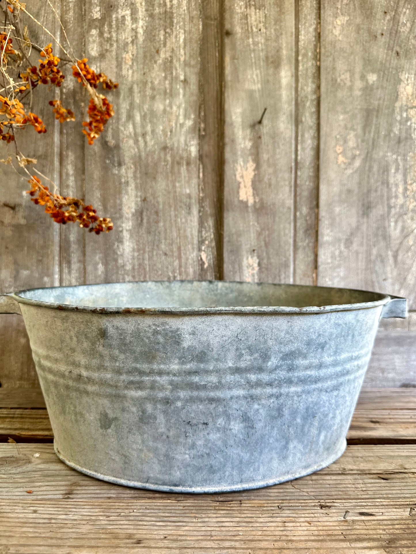 Two Handled Galvanized Oval Pan