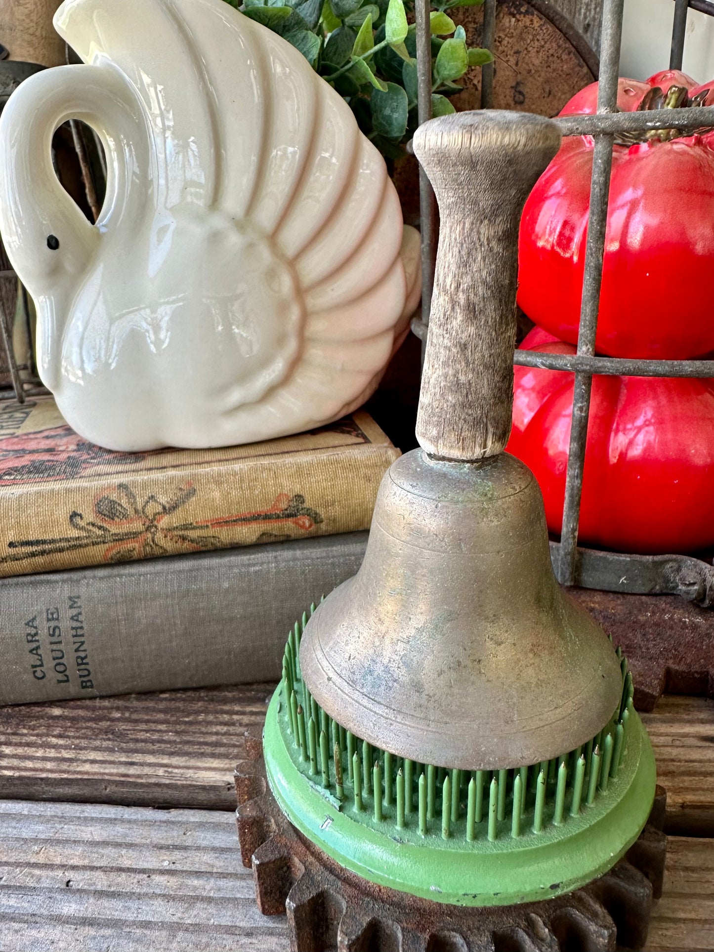 Metal Bell Weathered Wood Handle