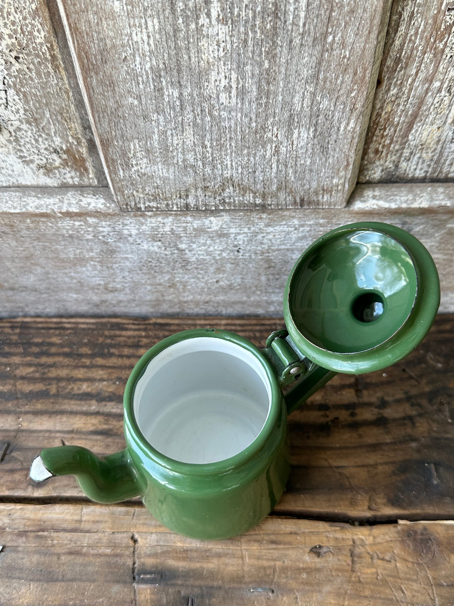 Green Enamelware Tea Pot