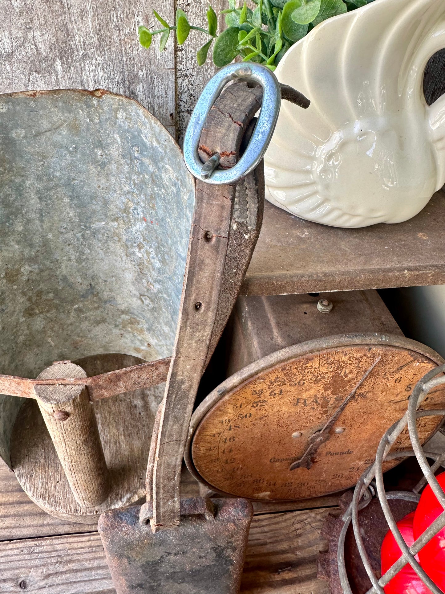 Cow Bell Rusty Metal With Clapper And Leather Strap