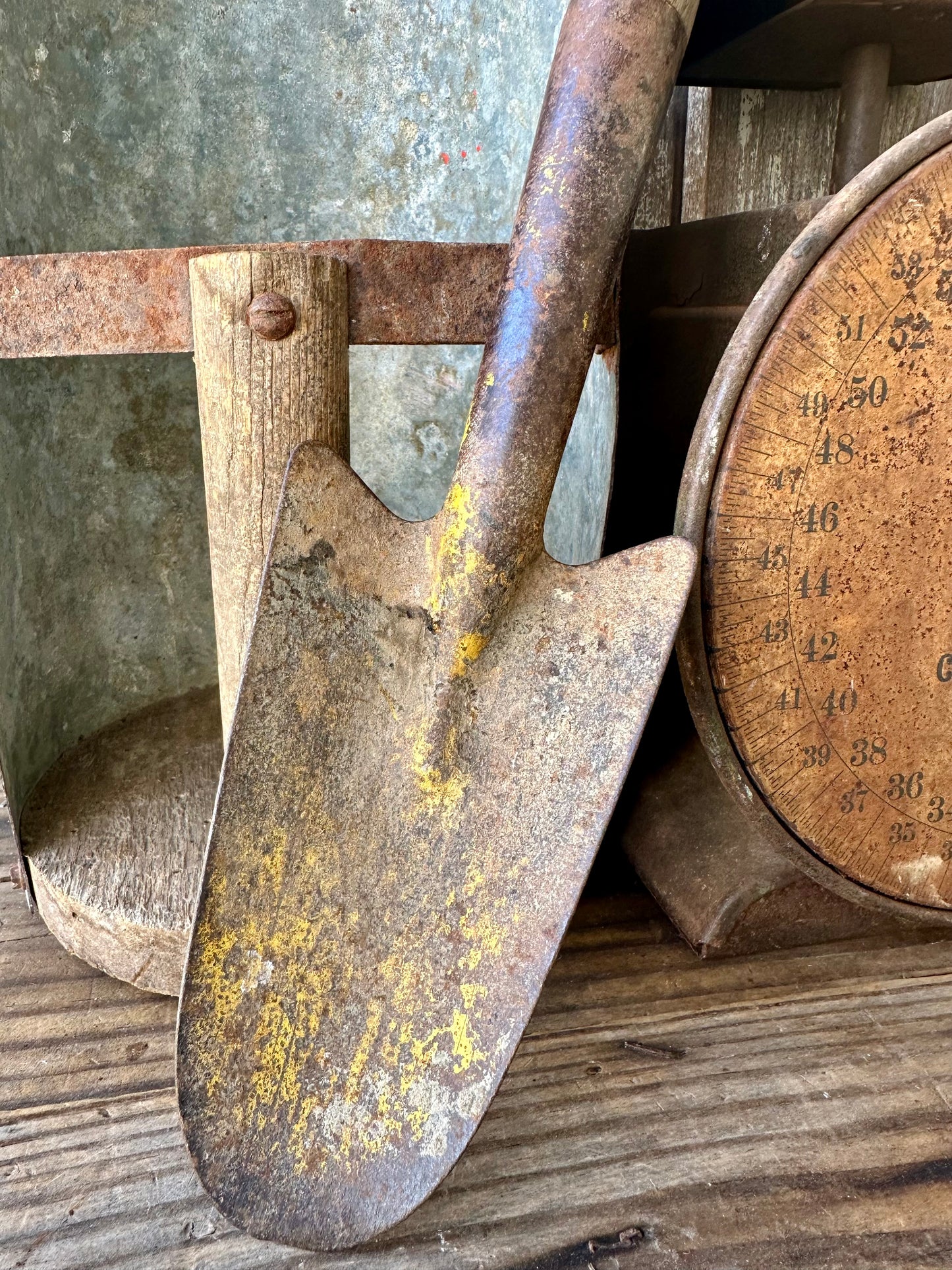 Garden Tool Shovel Chippy Yellow Paint