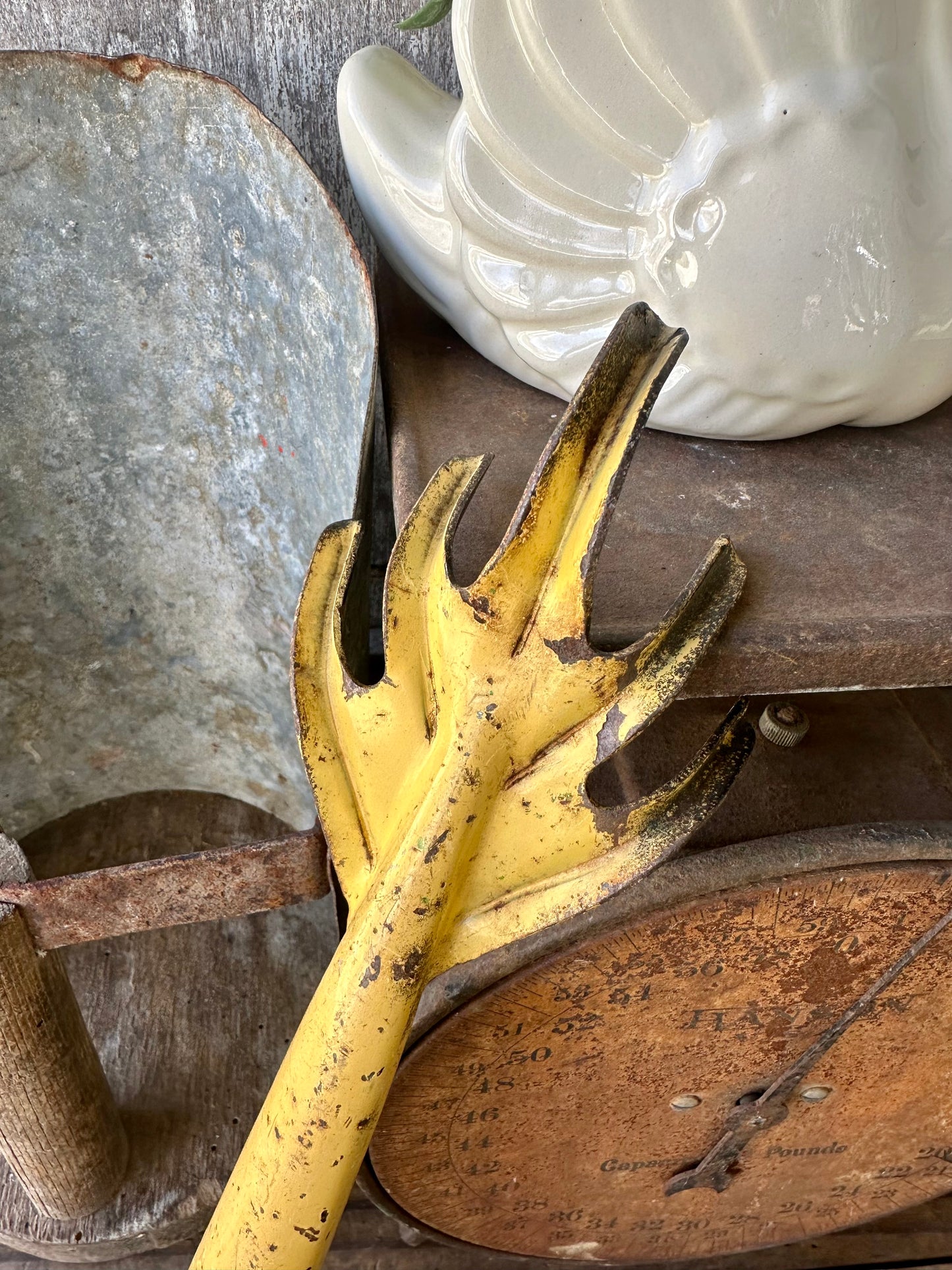 Garden Tool Rusty Yellow Metal Claw
