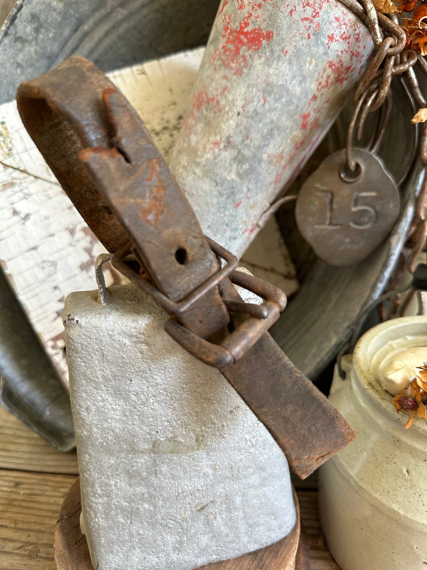 Cow Bell Silver Paint With Leather Strap