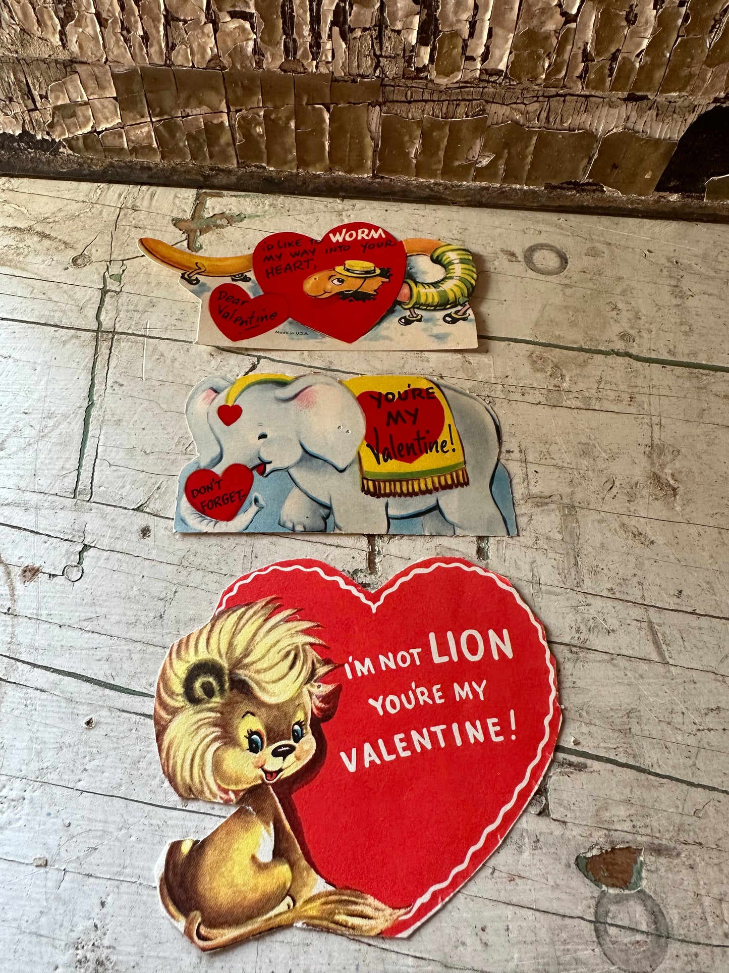 Valentine Cards Set of 3 (Lion, Elephant, Worm)