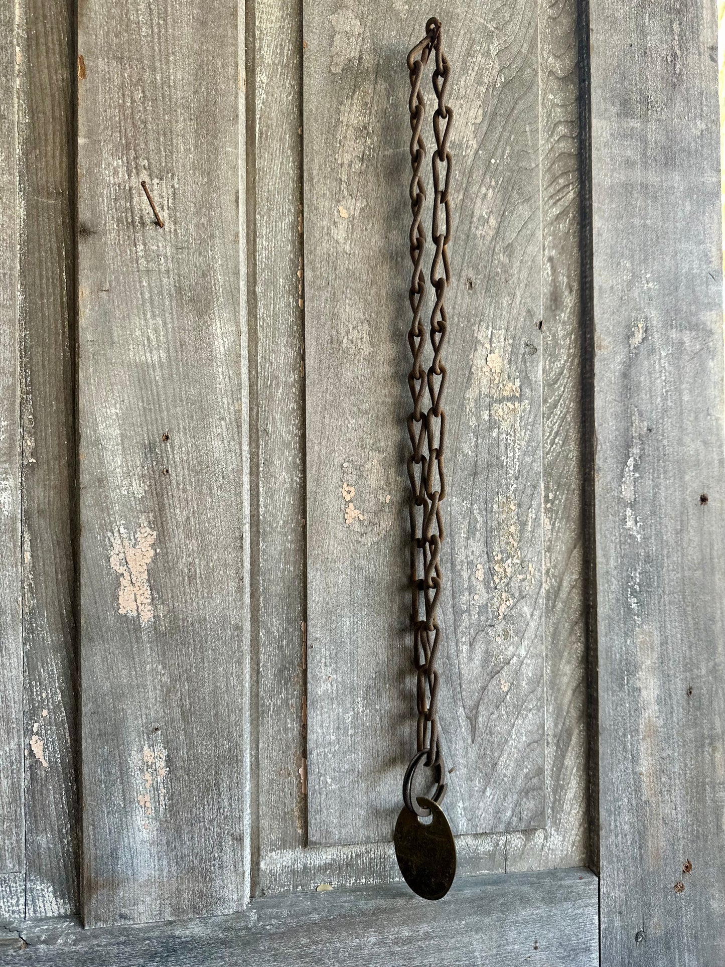 Cattle Brass Tag With Rusty Metal Chain #47