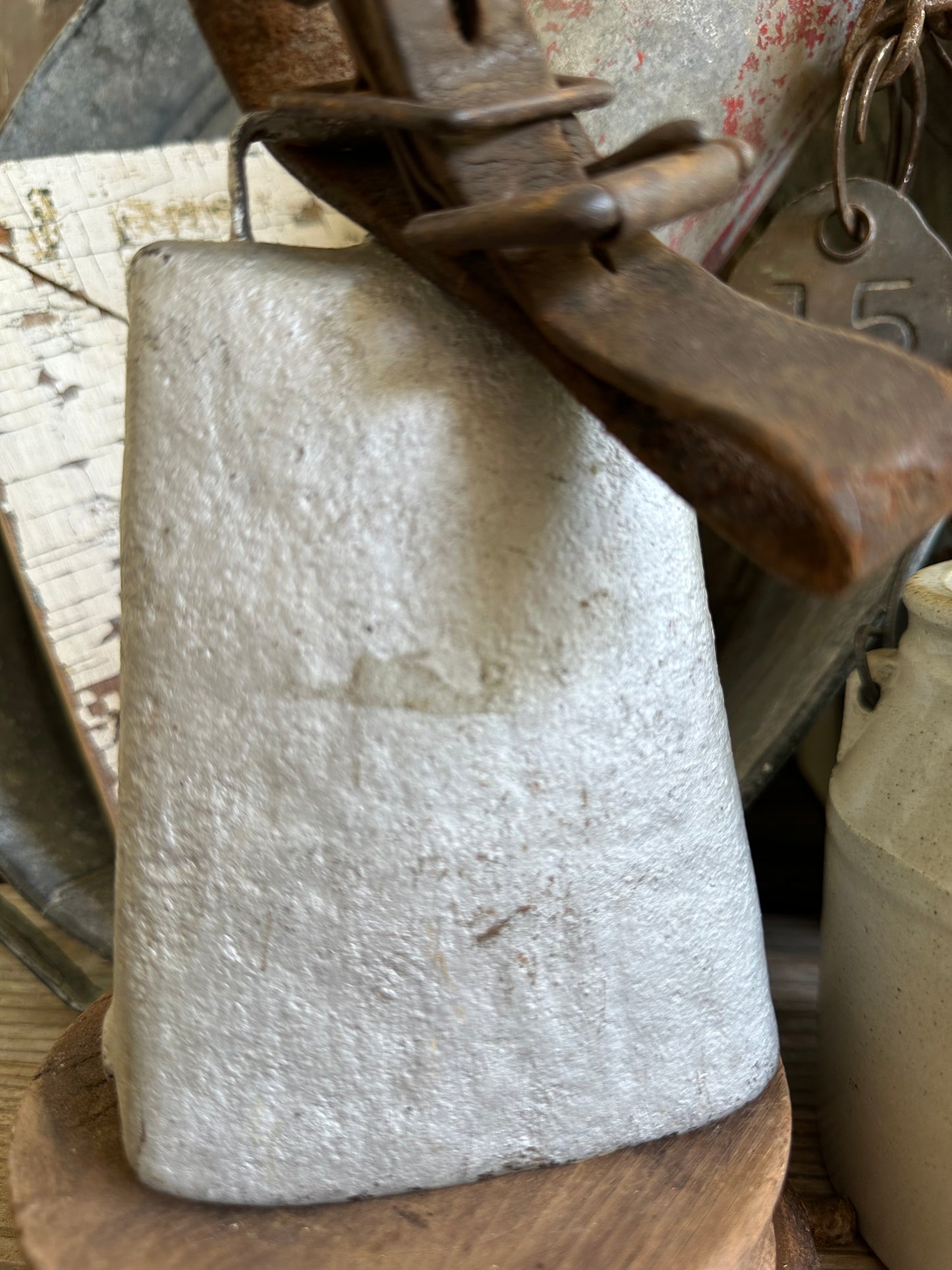 Cow Bell Silver Paint With Leather Strap