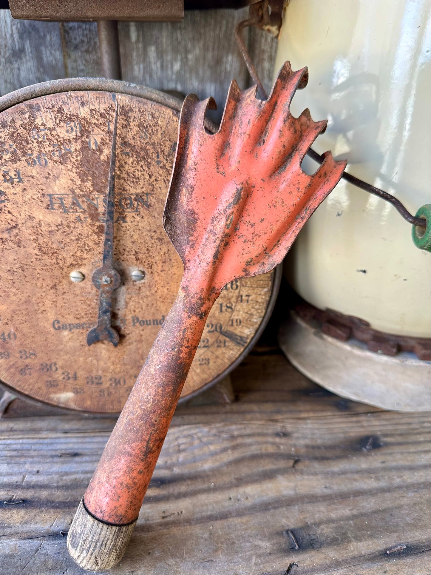 Garden Tool Orange Rusty Metal Claw
