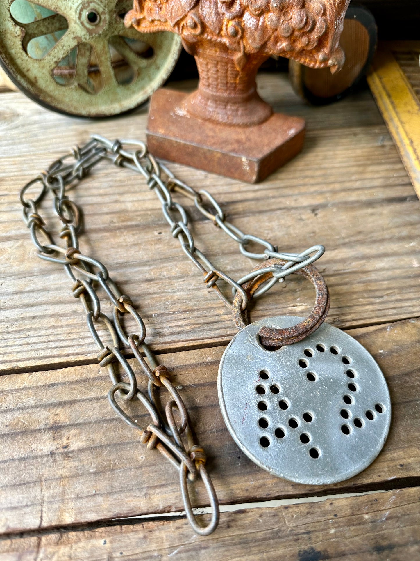 Cattle Tag With Rusty Metal Chain #42