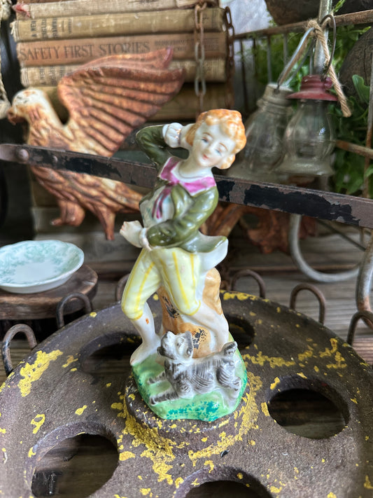 Boy With Dog Figurine Japan (damage to hand)