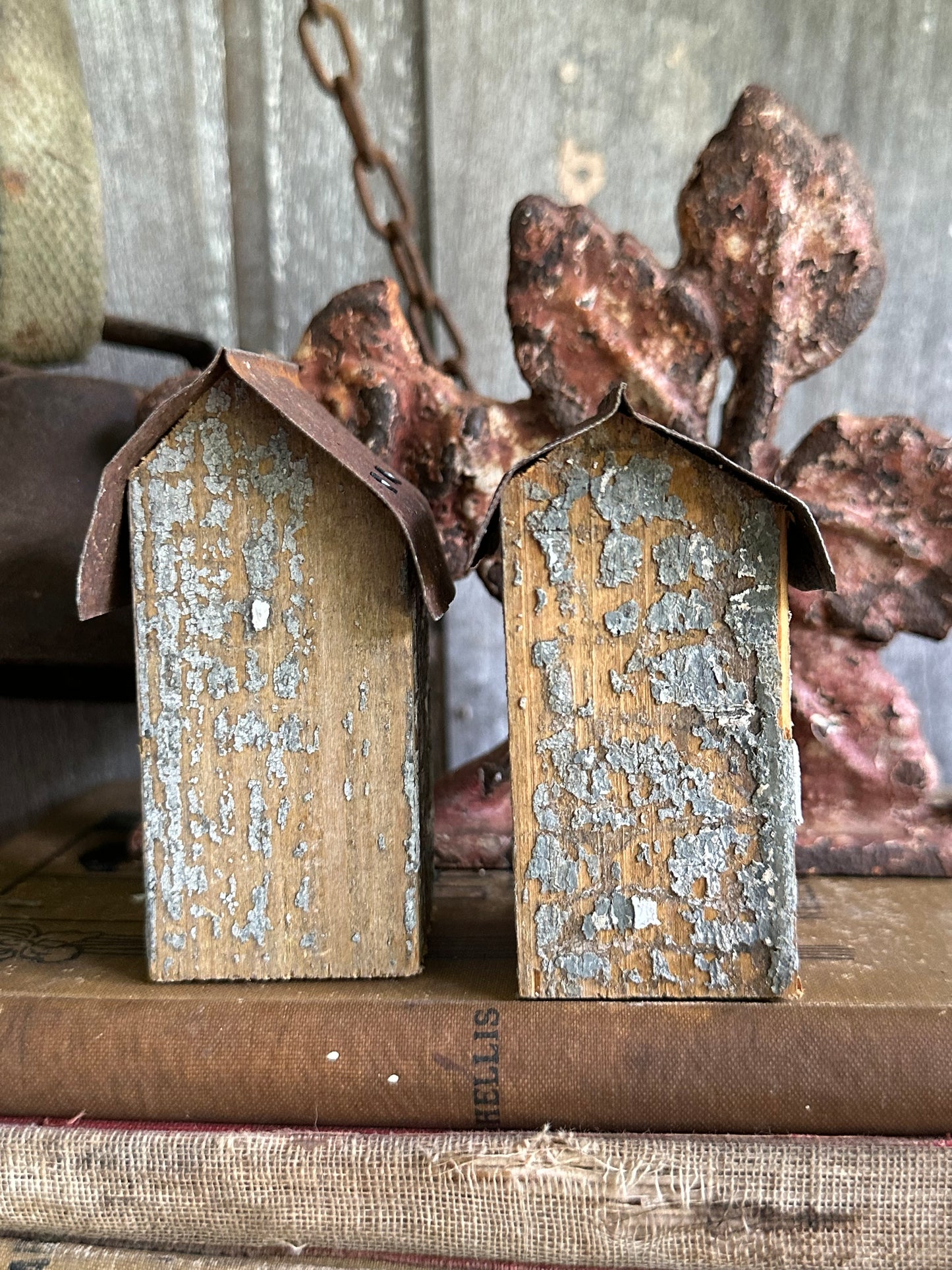 Bitty Birdhouses Set Of Two Handmade (Decor Only)