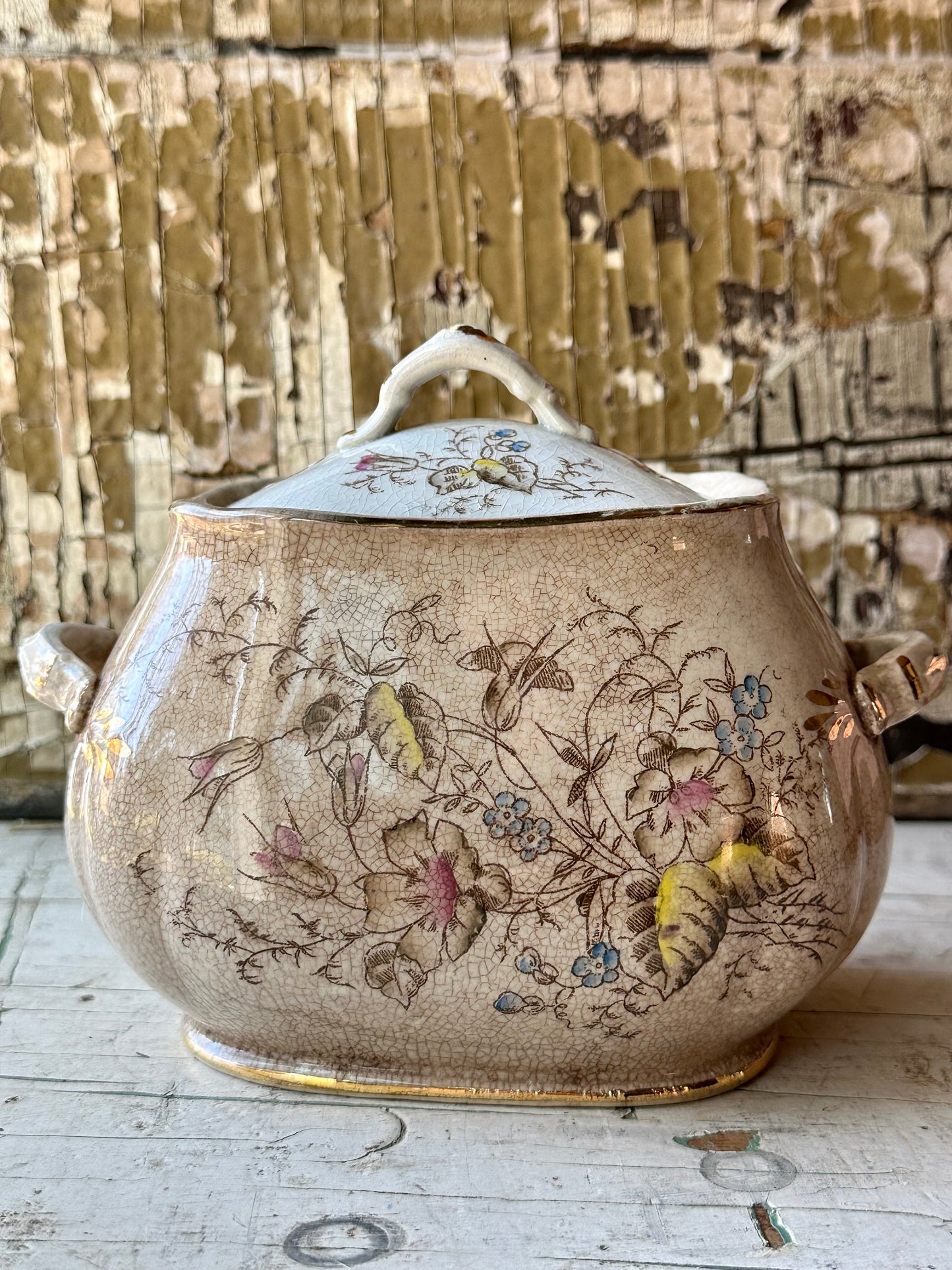 Dresden Ironstone 2 pc Transferware Covered Dish With Lid