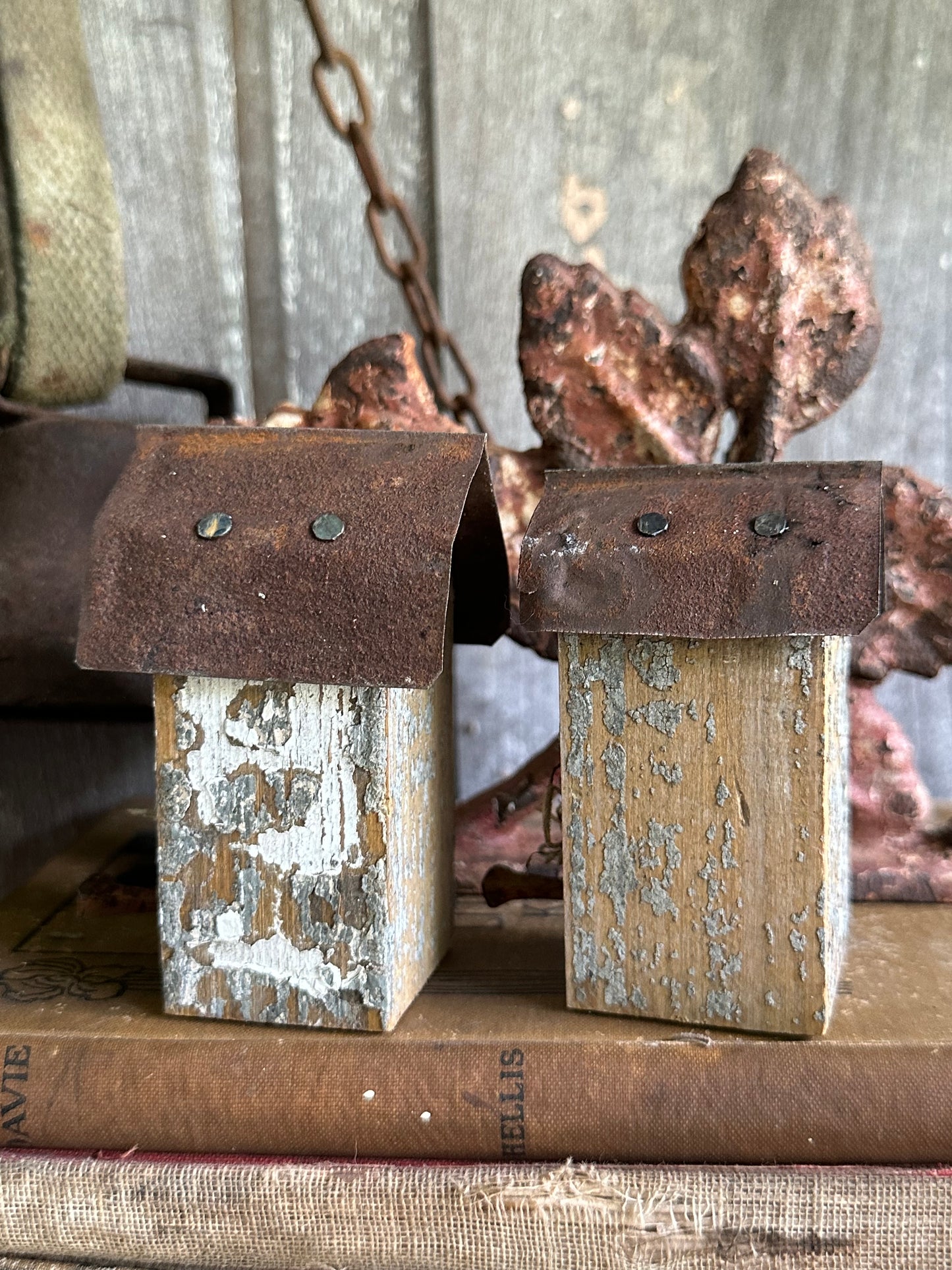 Bitty Birdhouses Set Of Two Handmade (Decor Only)