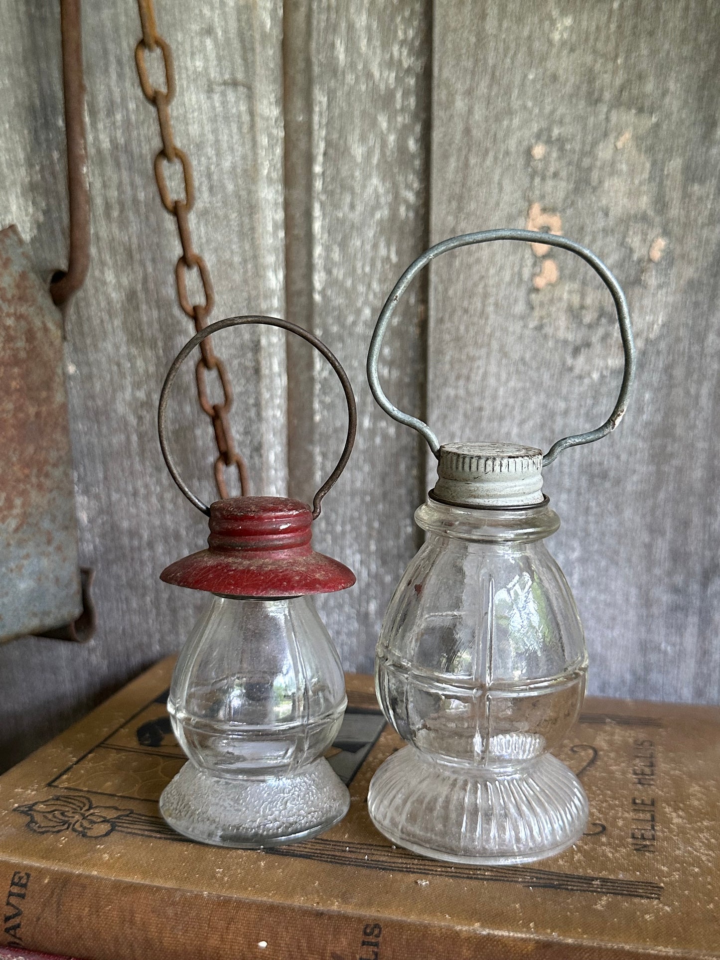 Glass Lantern Candy Containers Set Of Two