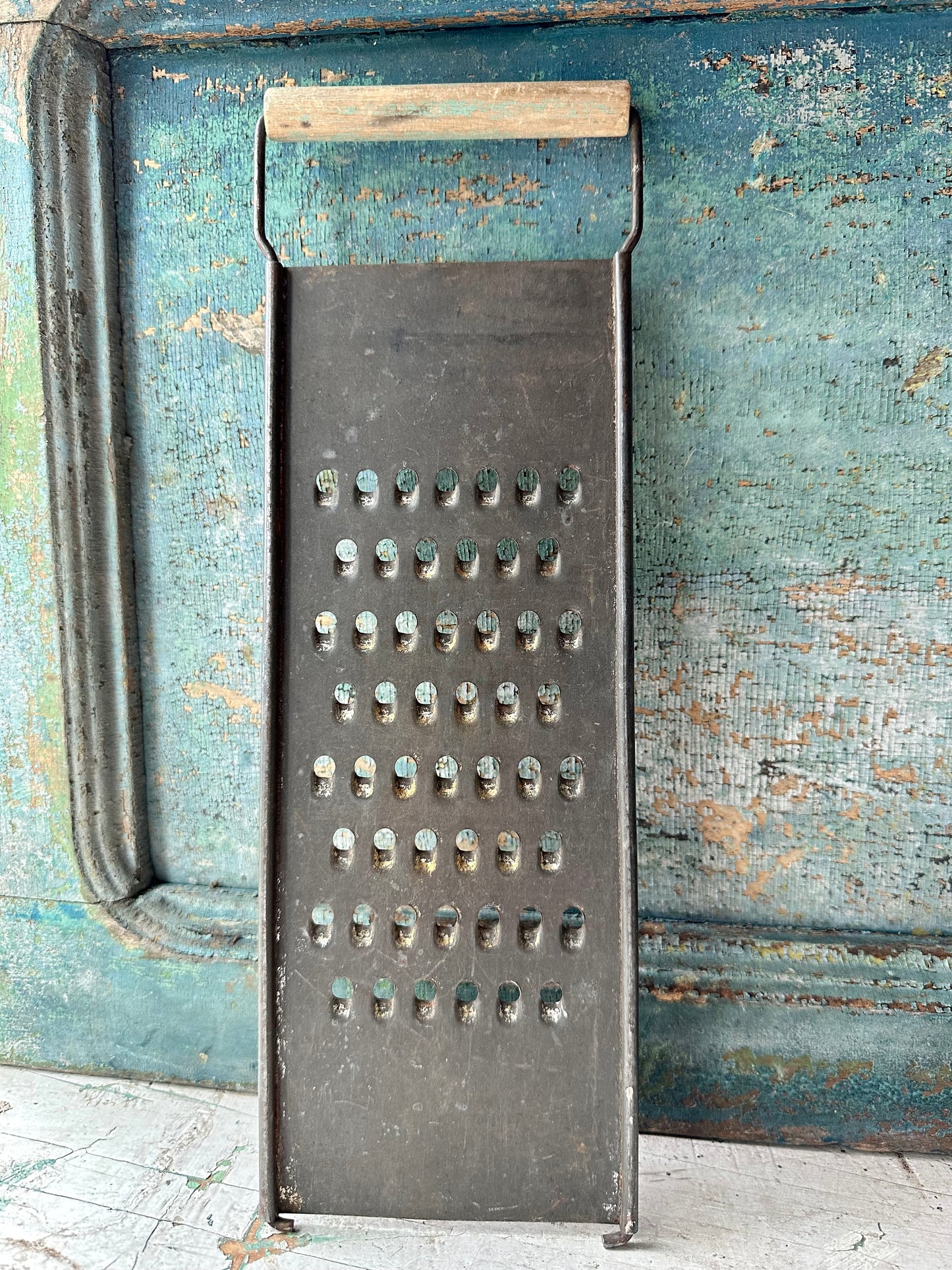 Grater With Aqua Blue Wood Handle