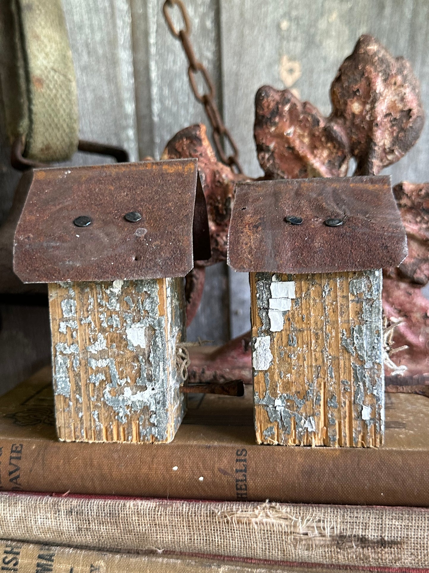 Bitty Birdhouses Set Of Two Handmade (Decor Only)