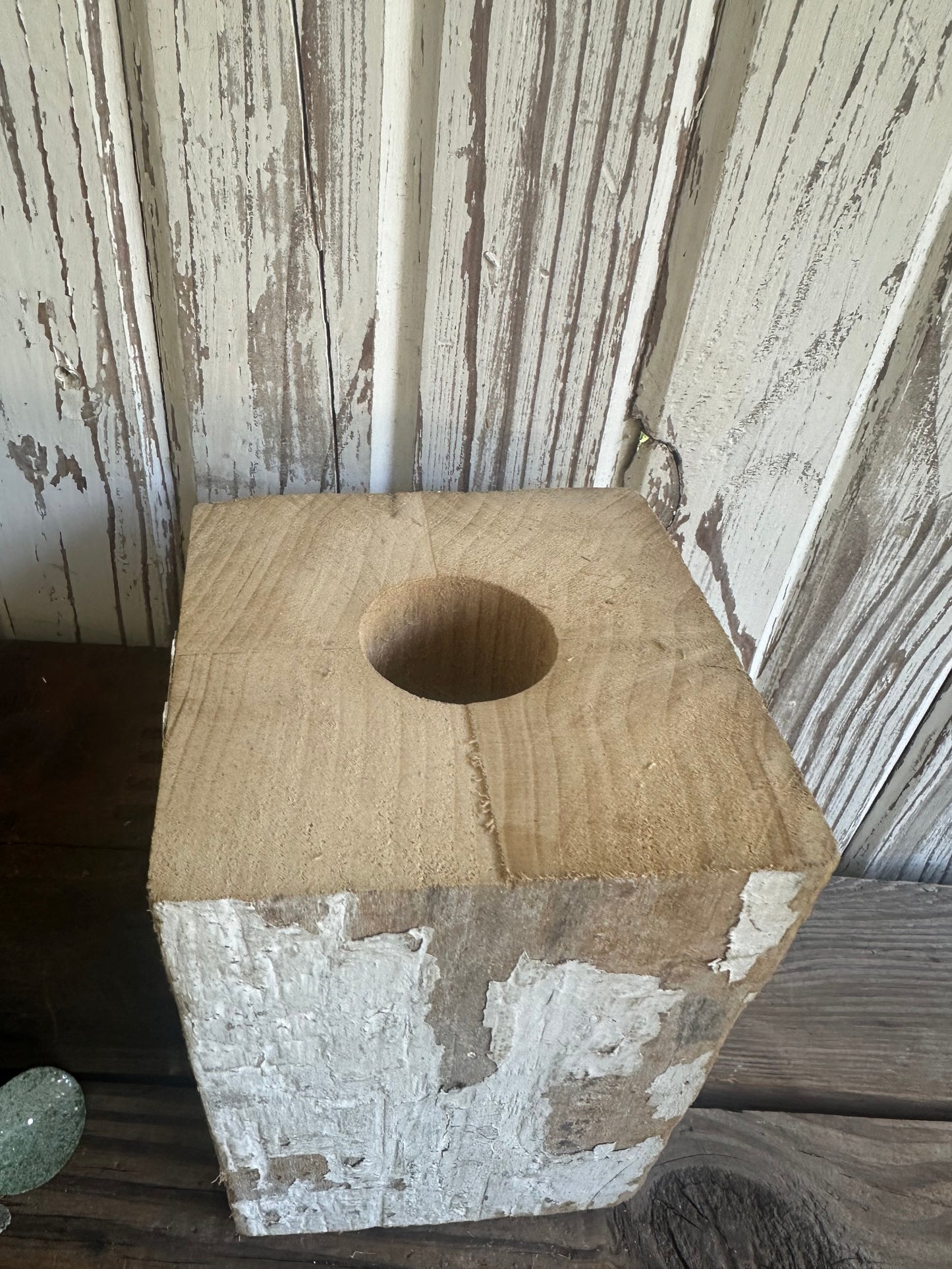 Salvage Wood Post Piece Chippy White