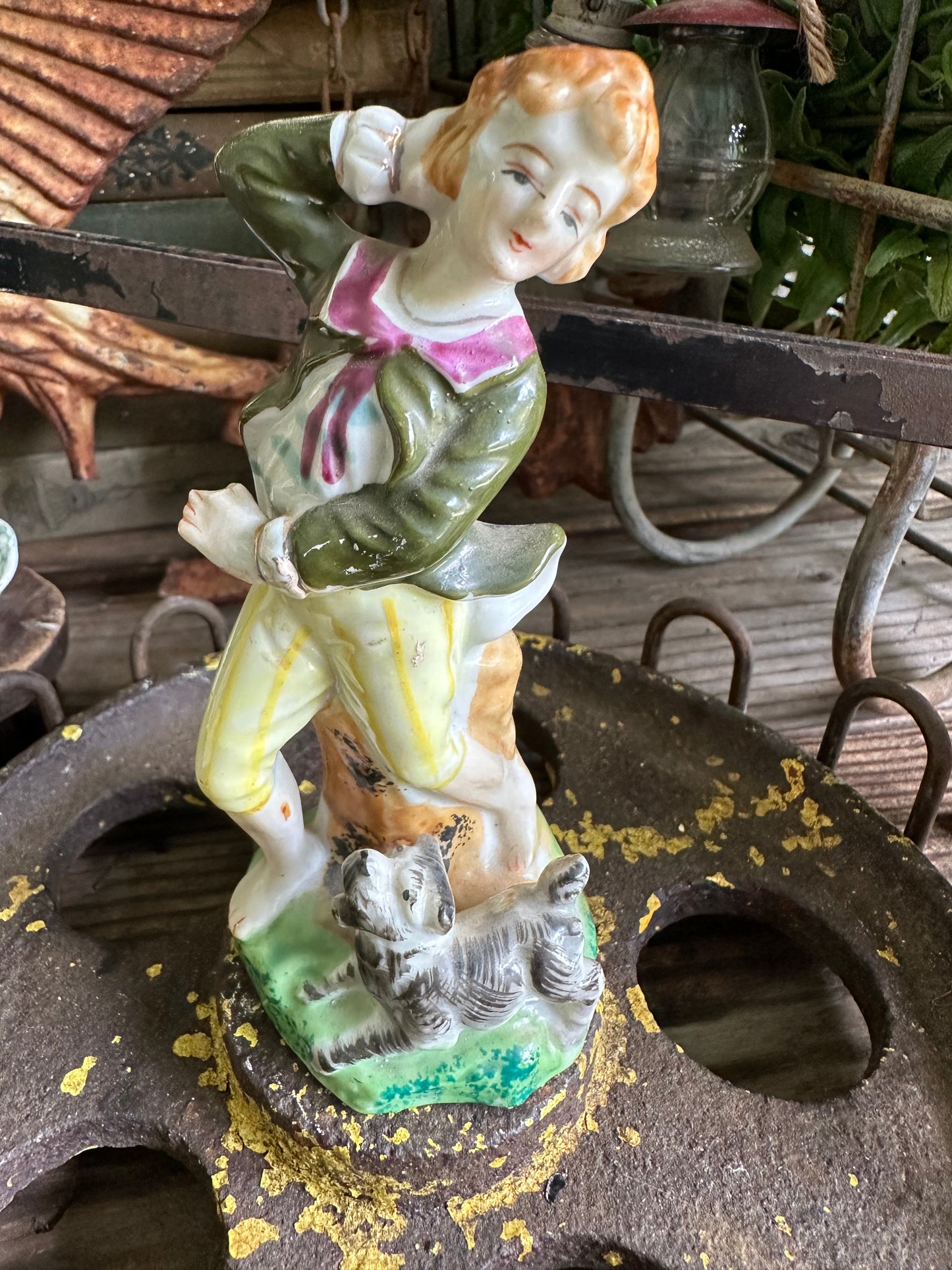 Boy With Dog Figurine Japan (damage to hand)
