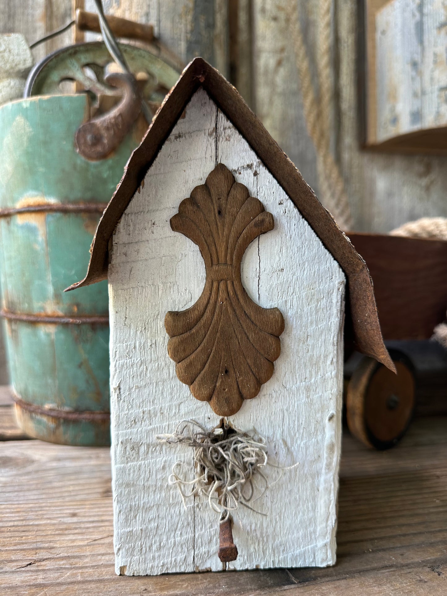 Handmade Salvage Wood Birdhouse (Decor Only)