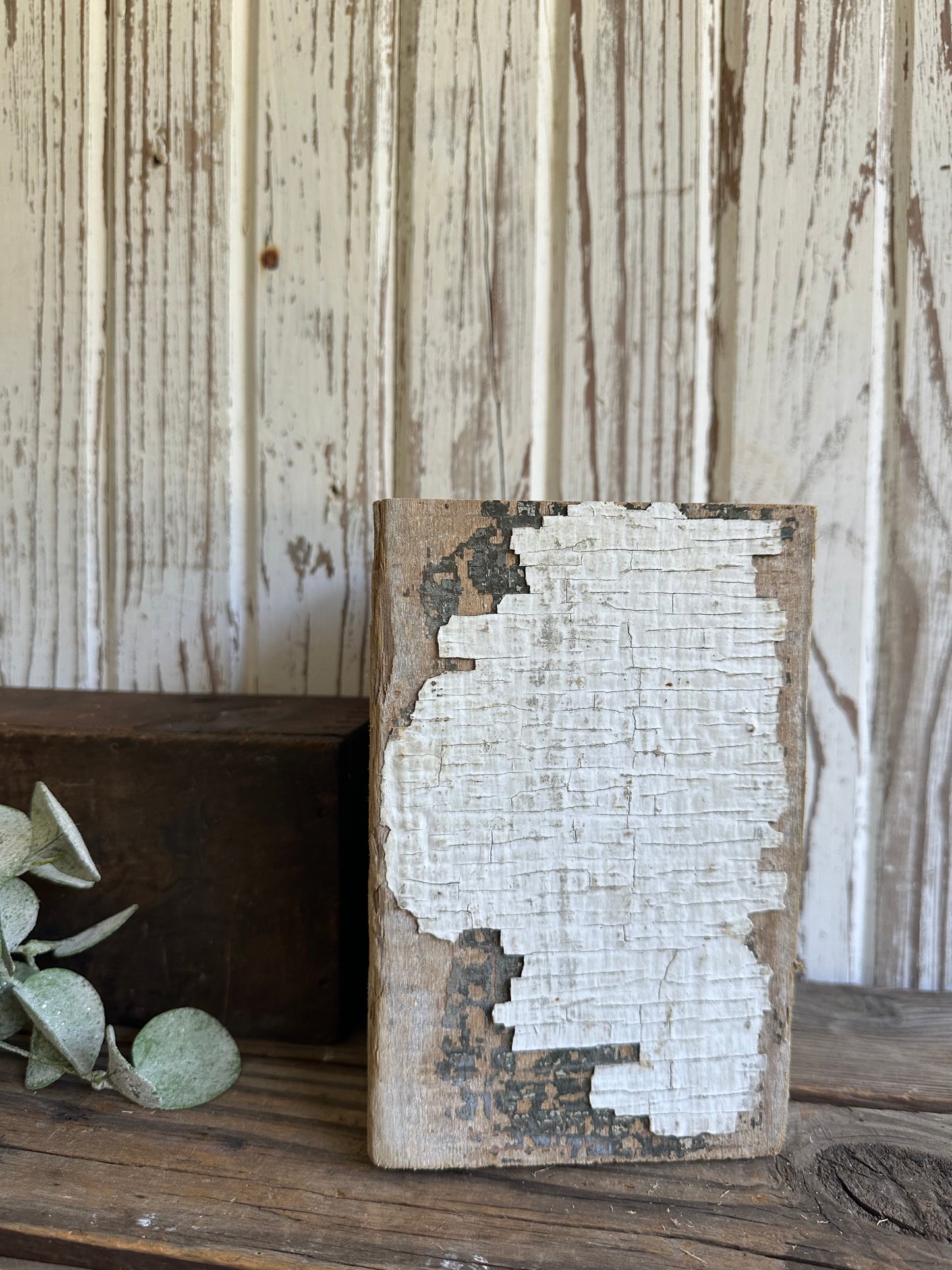 Salvage Wood Post Piece Chippy White