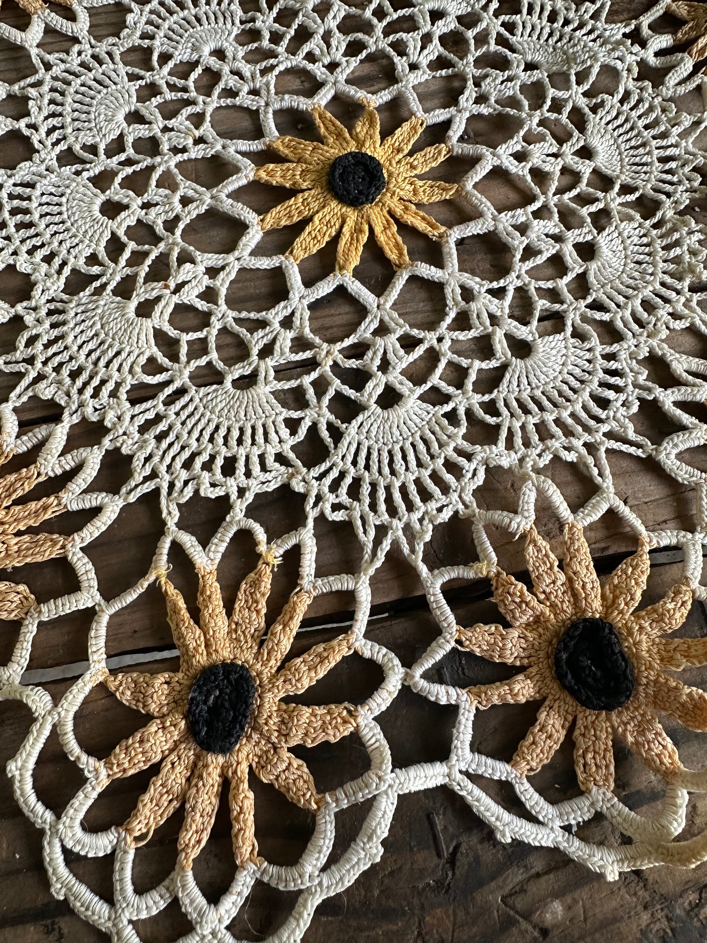 Crochet Doily Black Eyed Susan Floral
