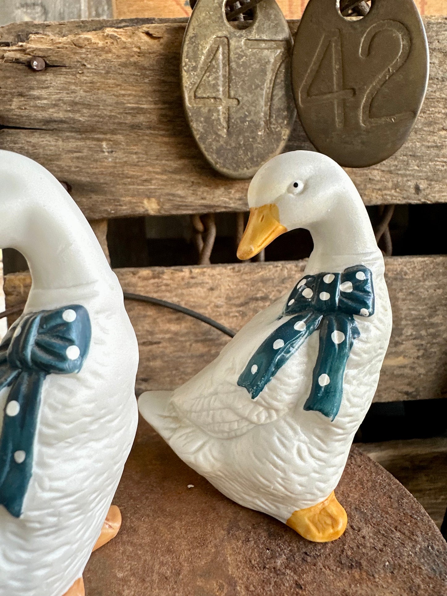 Ducks With Blue Bows Salt & Pepper Shaker Set