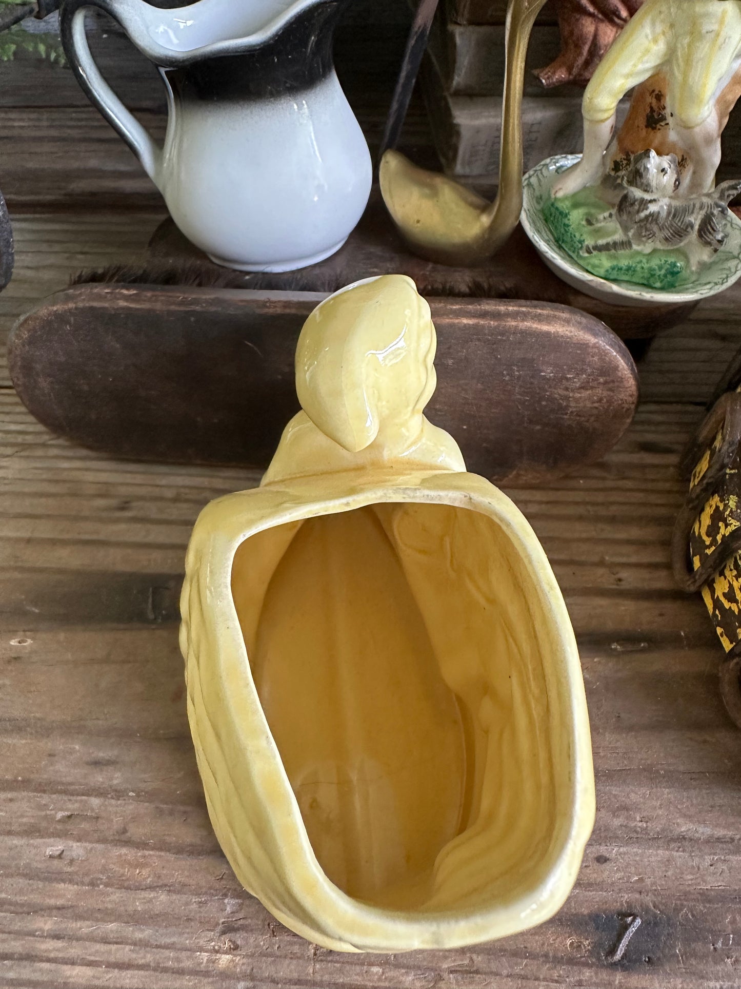 Swans & Boy Planter Yellow