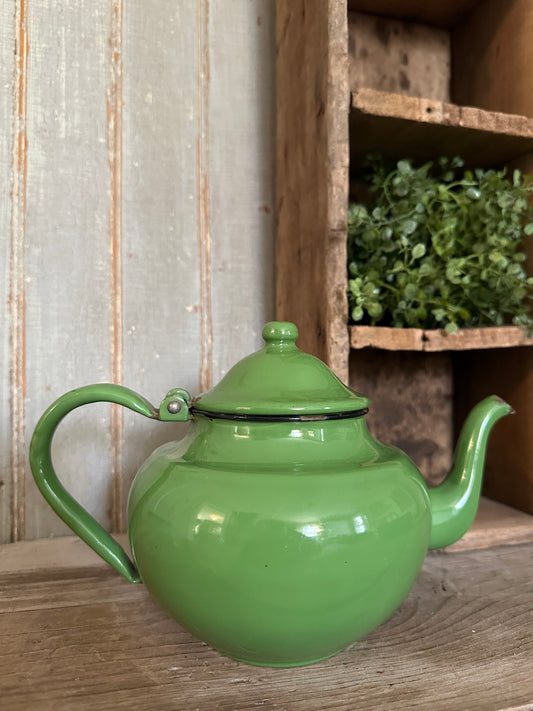 Green Enamelware Teapot