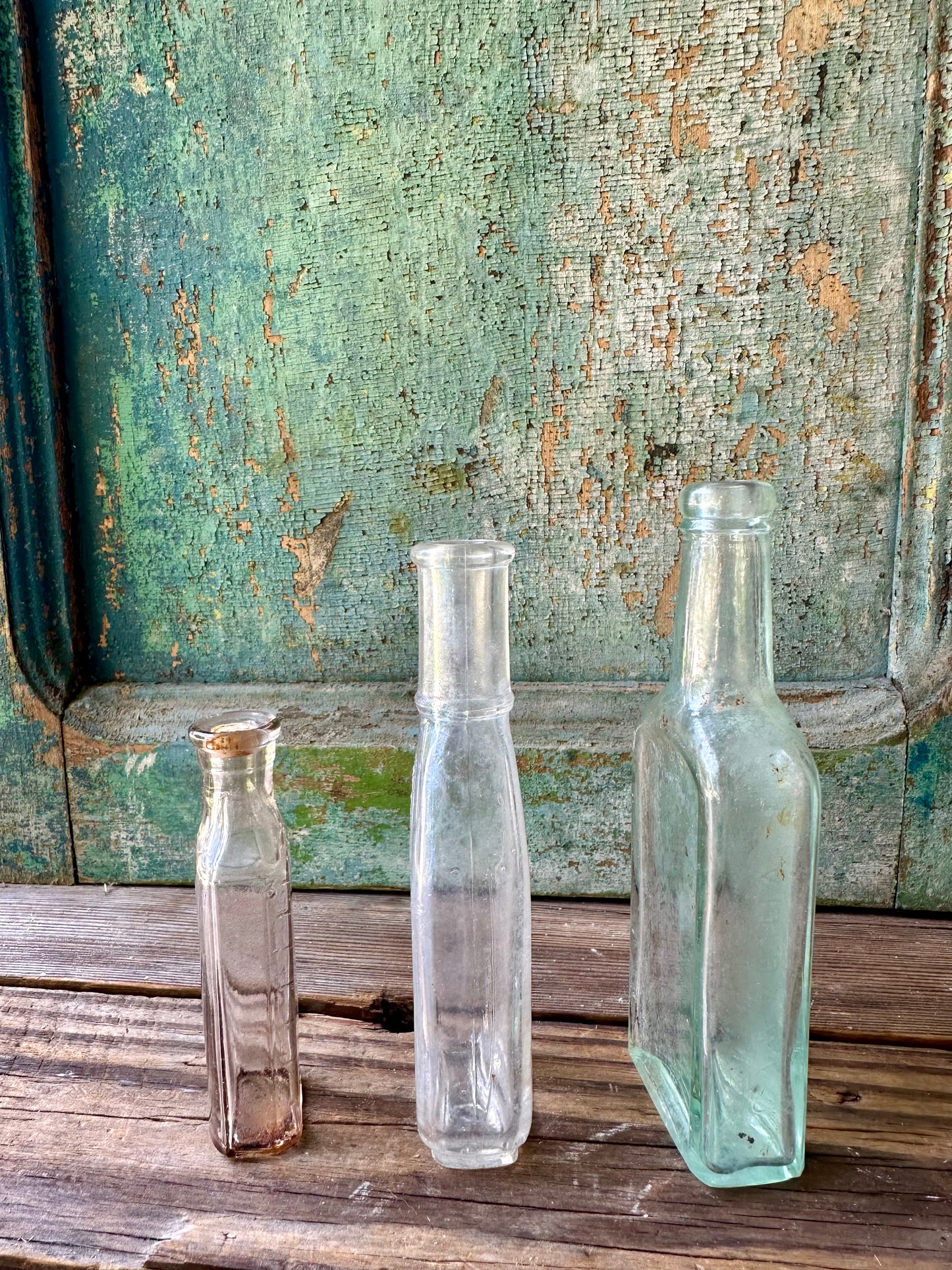 Medicine/Apothecary Glass Bottles Set Of 3