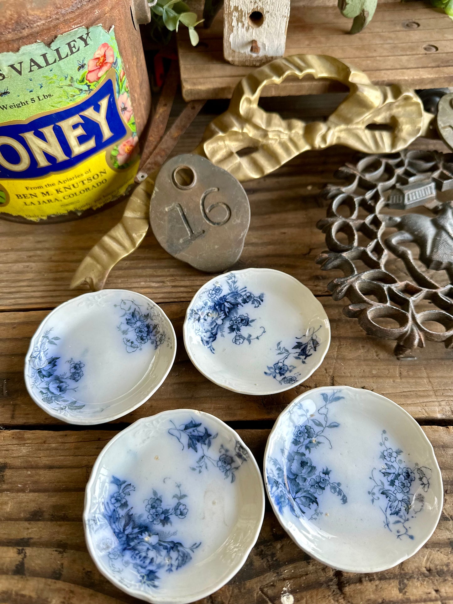 Alfred Meakin Blue Floral Transferware Butter Pats Set Of 4 Melrose England