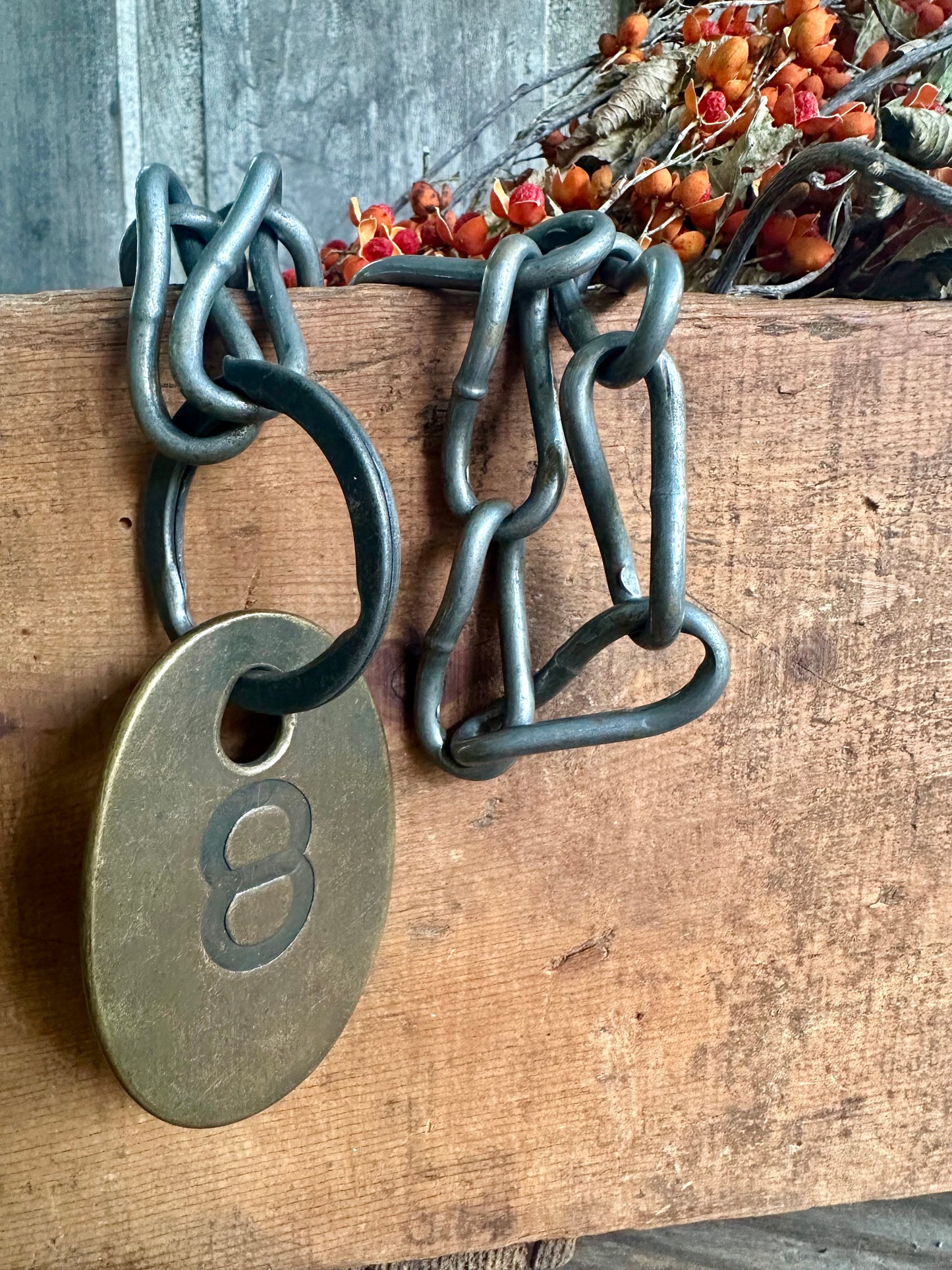 Cattle Brass Tag With Chain #8