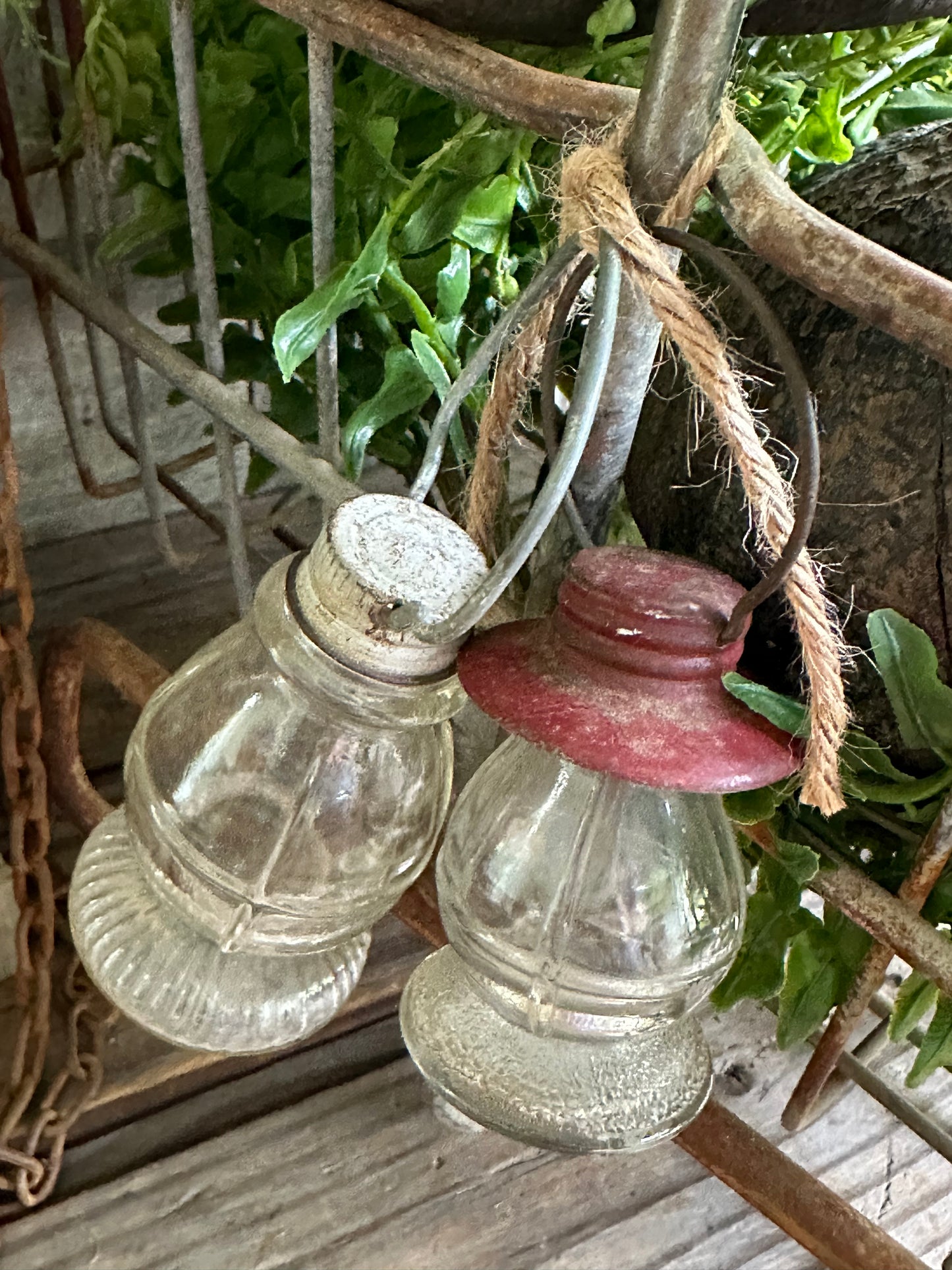 Glass Lantern Candy Containers Set Of Two