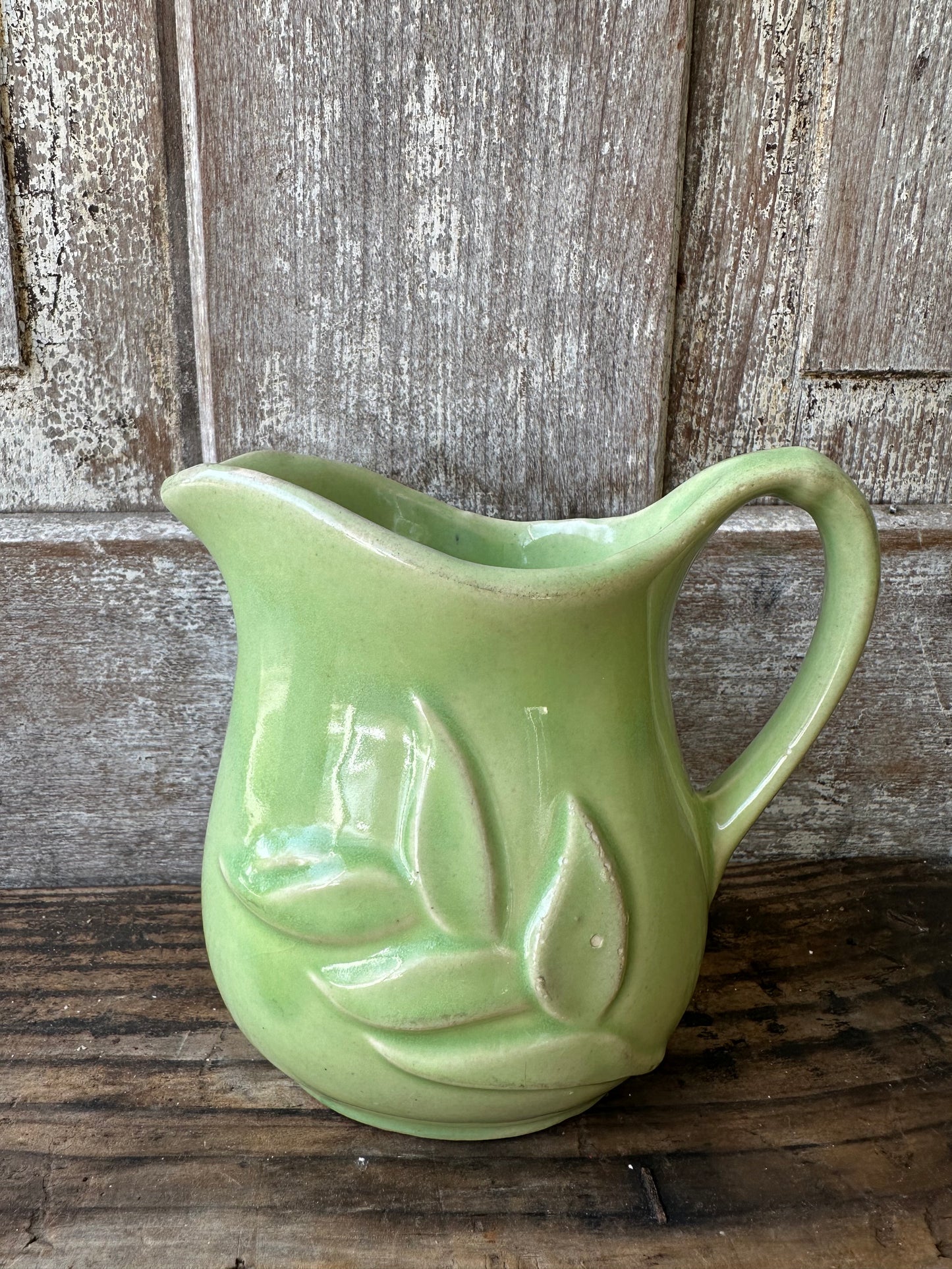 Green Pitcher/Creamer Leaf Pattern