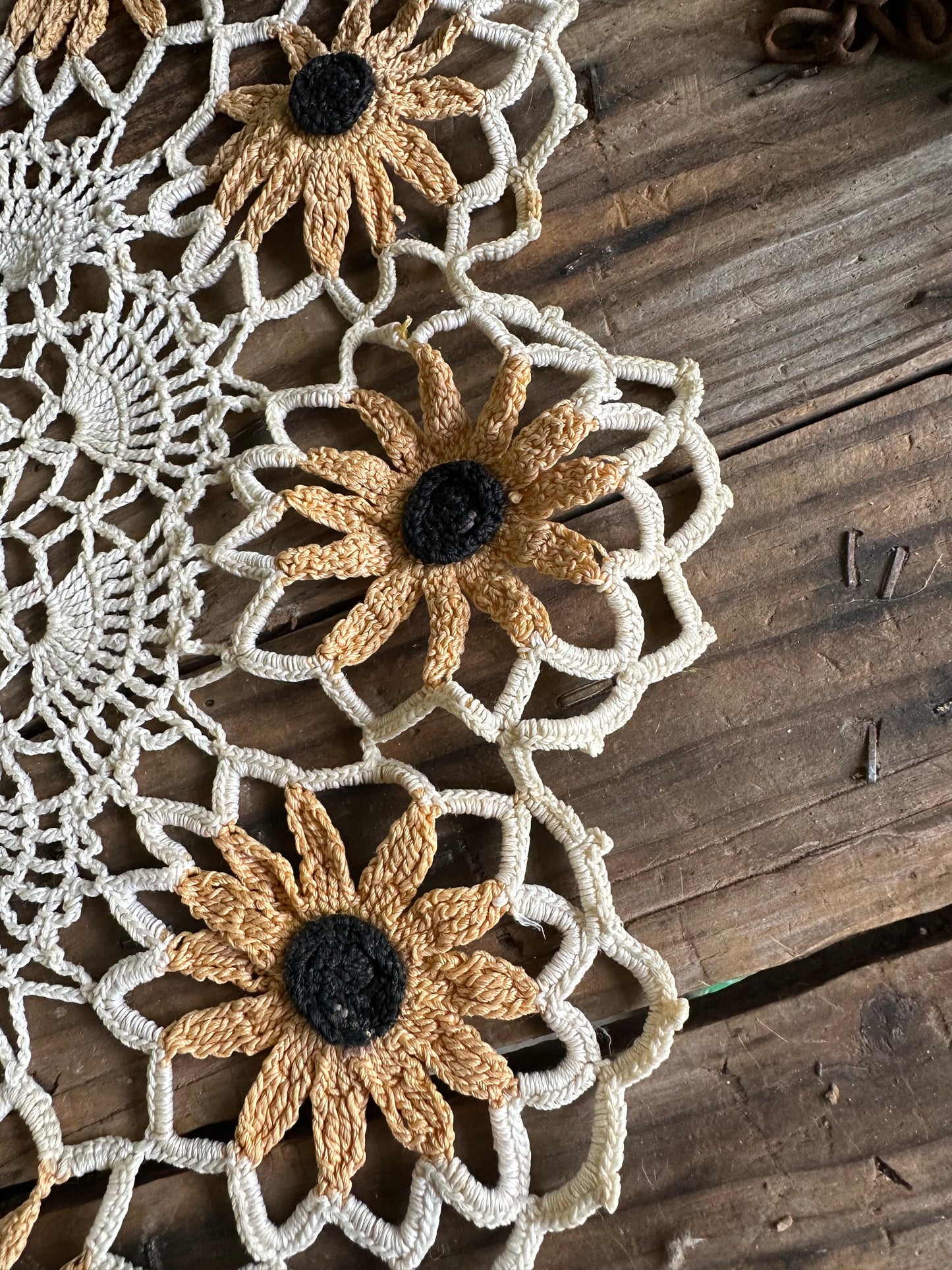 Crochet Doily Black Eyed Susan Floral