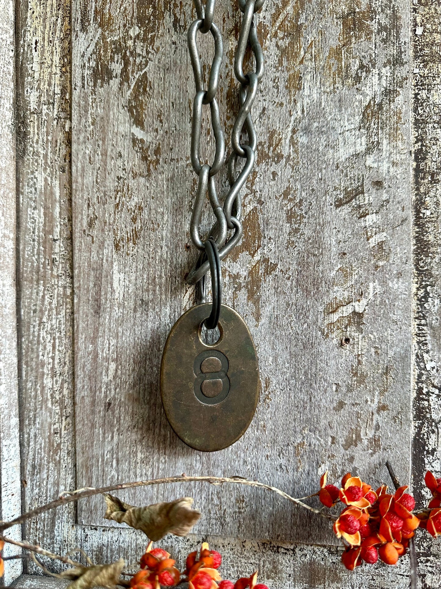 Cattle Brass Tag With Chain #8