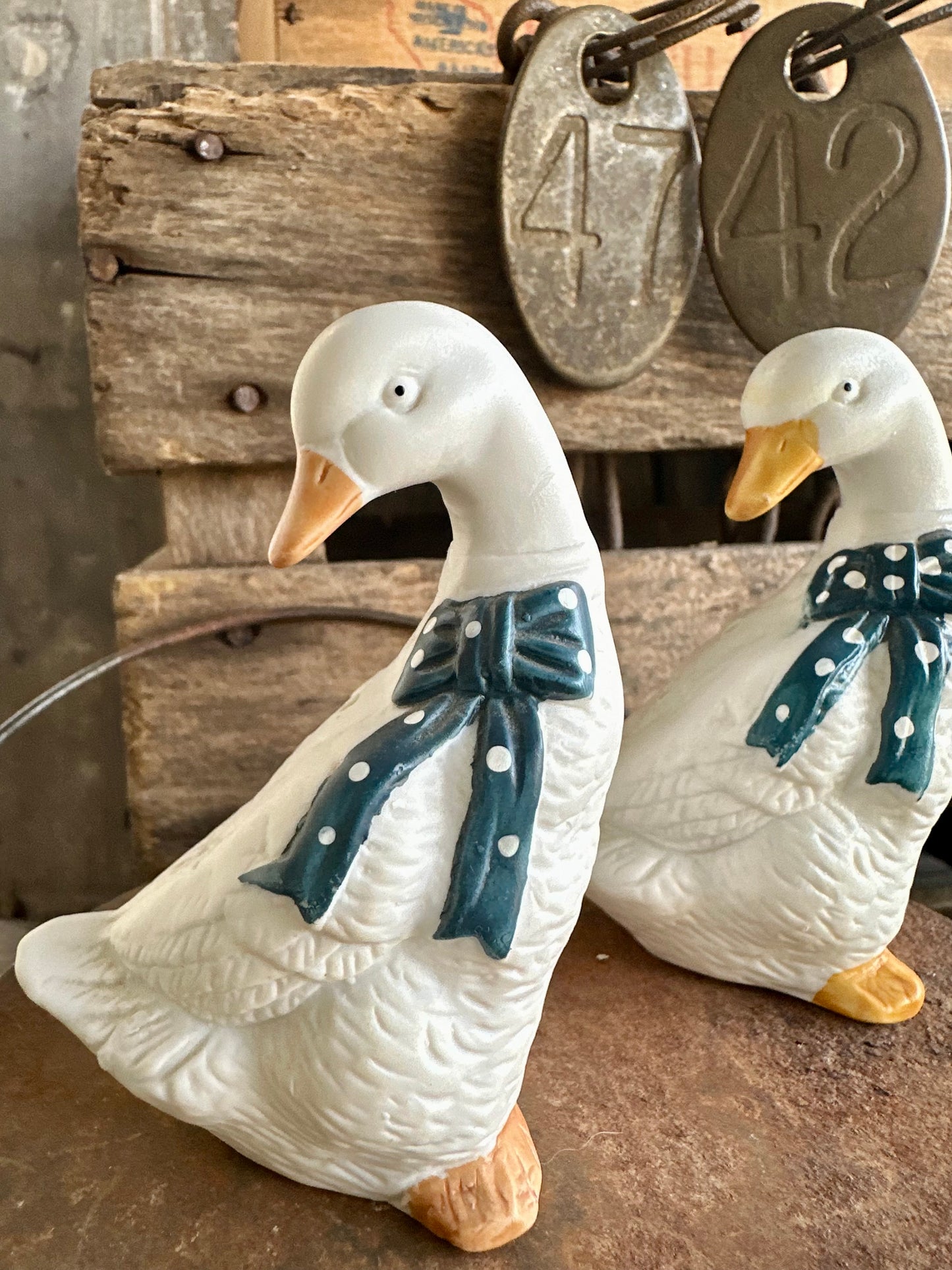 Ducks With Blue Bows Salt & Pepper Shaker Set