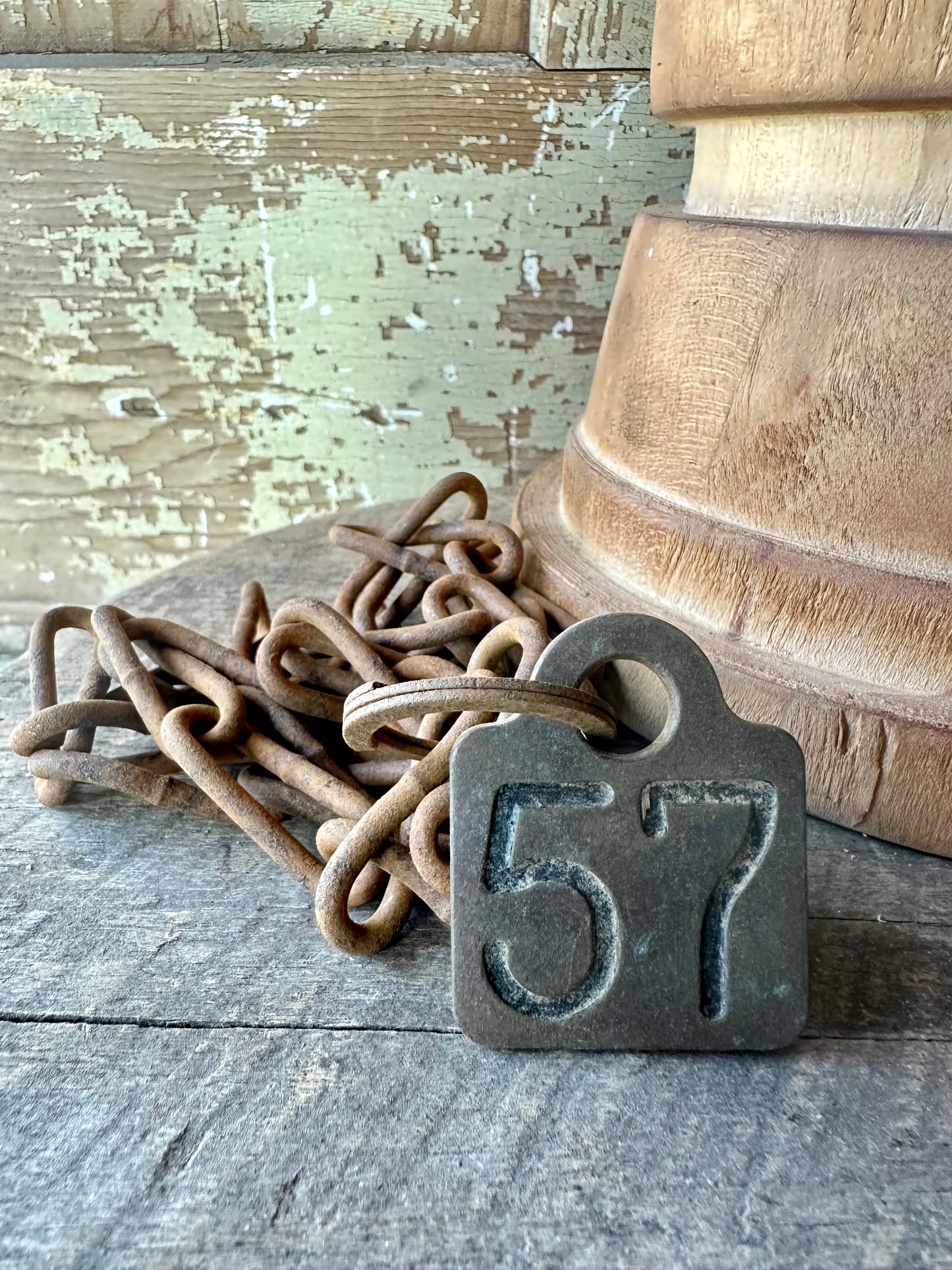 Cattle Brass Tag With Chain #57