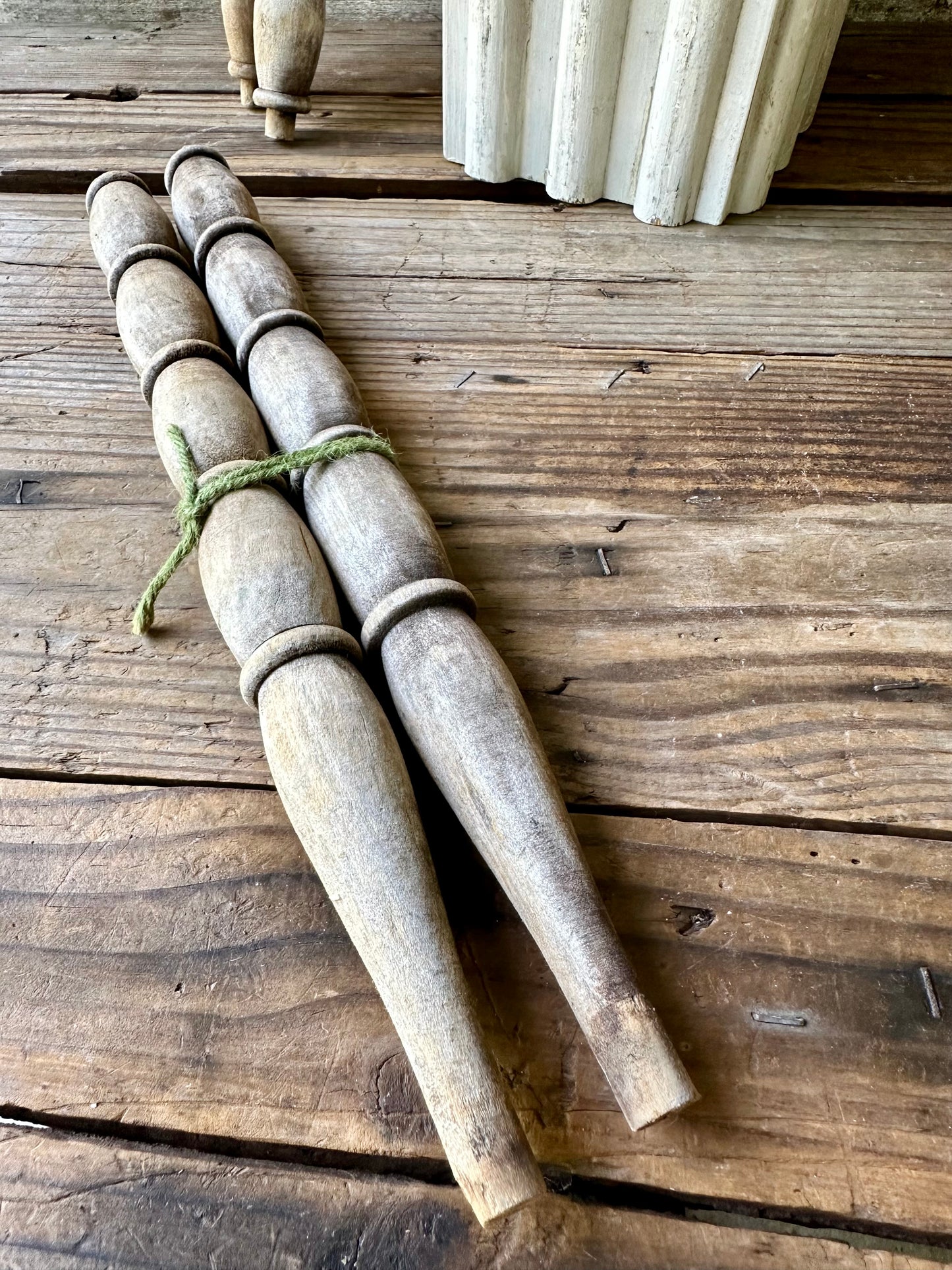 Weathered Wood Salvage Spindles Set Of Two