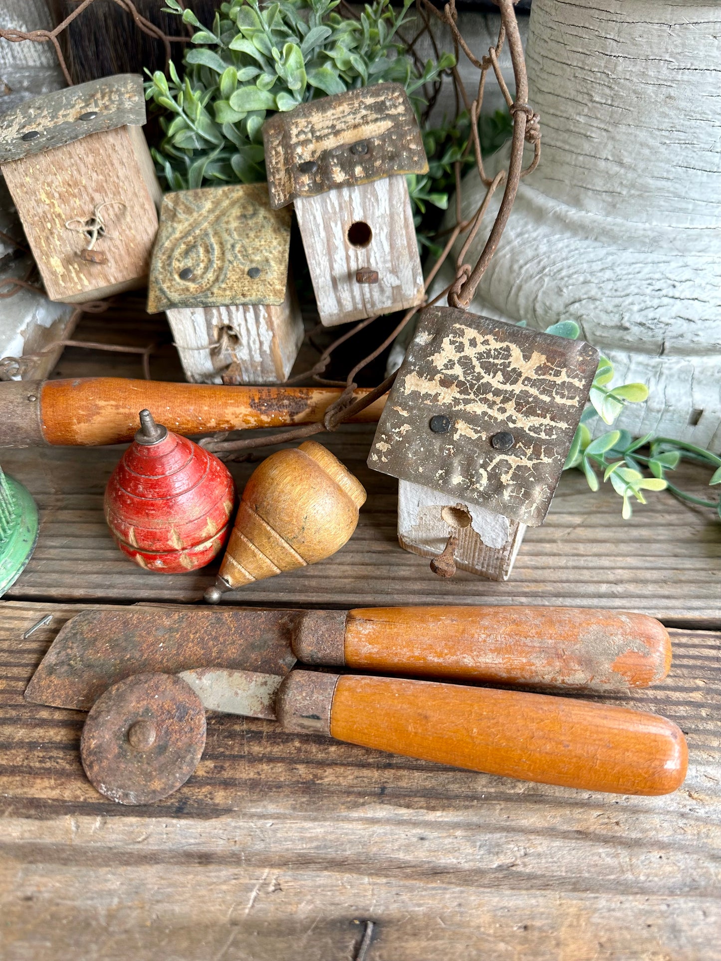 Tools Set Of Two Stained Wood Handle