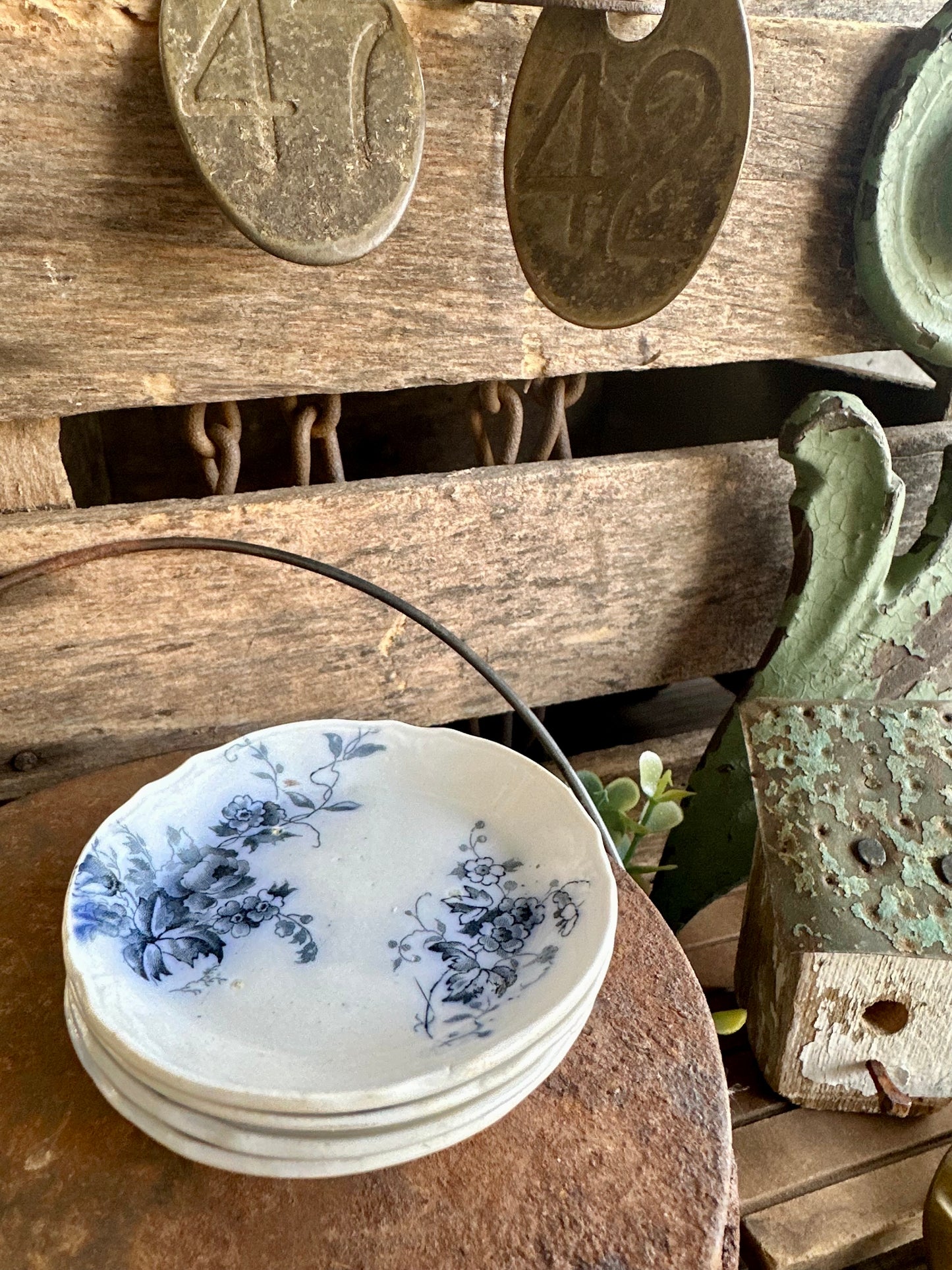 Alfred Meakin Blue Floral Transferware Butter Pats Set Of 4 Melrose England