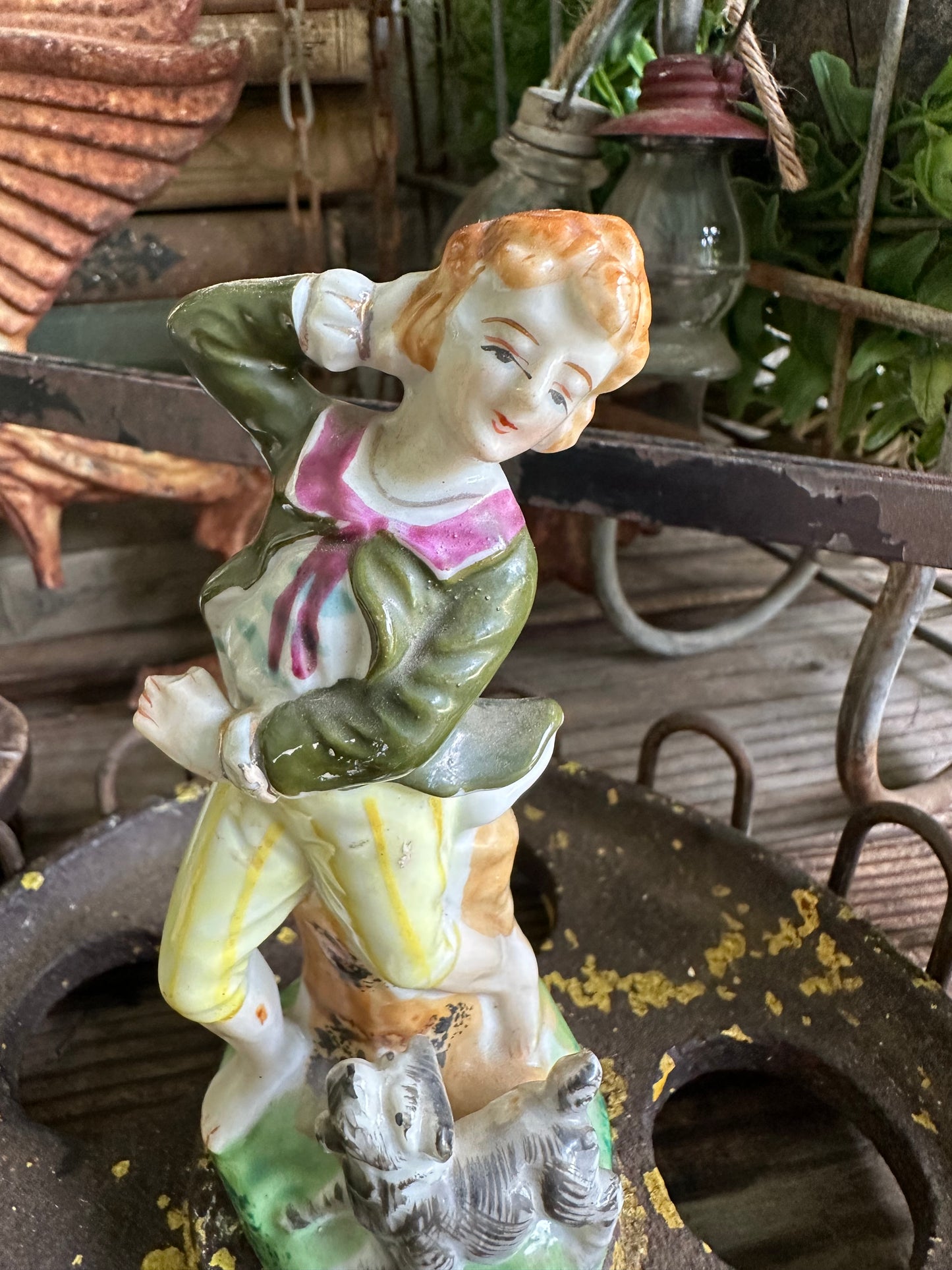 Boy With Dog Figurine Japan (damage to hand)