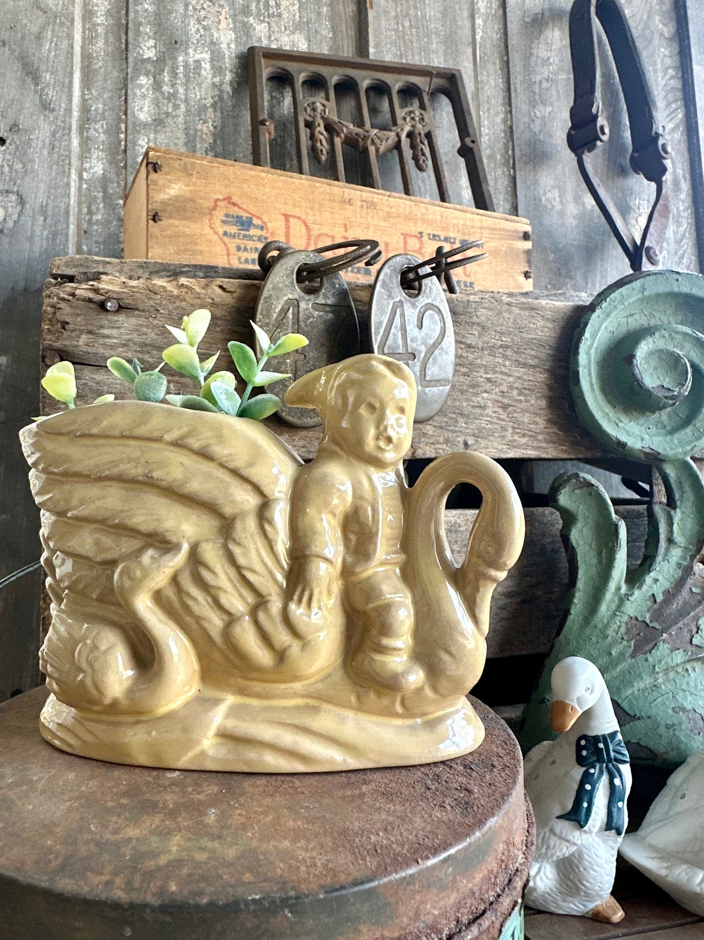 Swans & Boy Planter