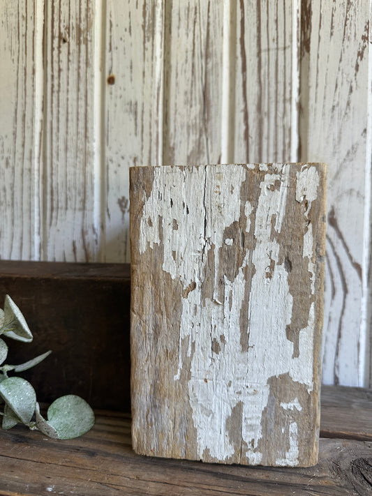 Salvage Wood Post Piece Chippy White