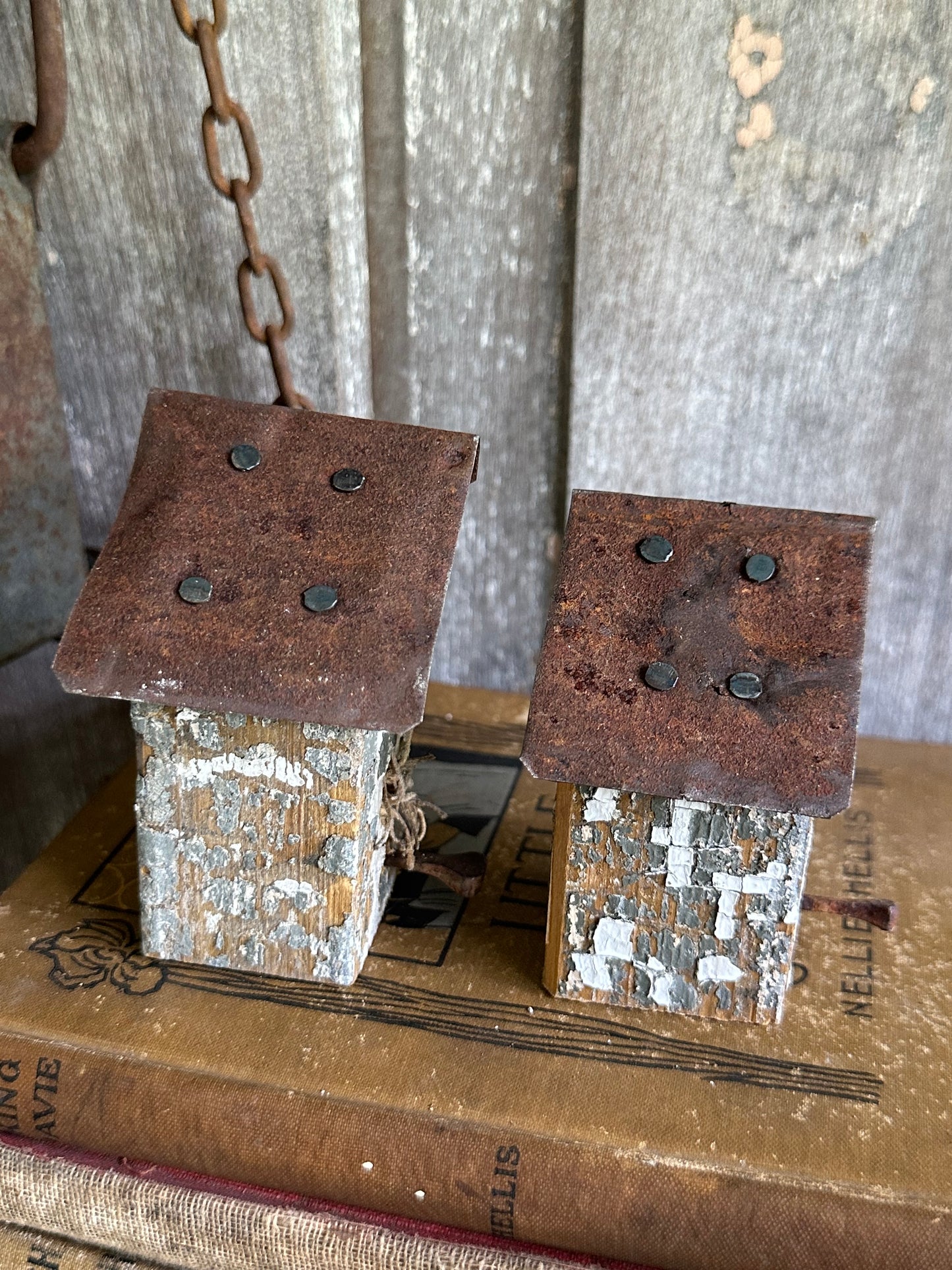 Bitty Birdhouses Set Of Two Handmade (Decor Only)