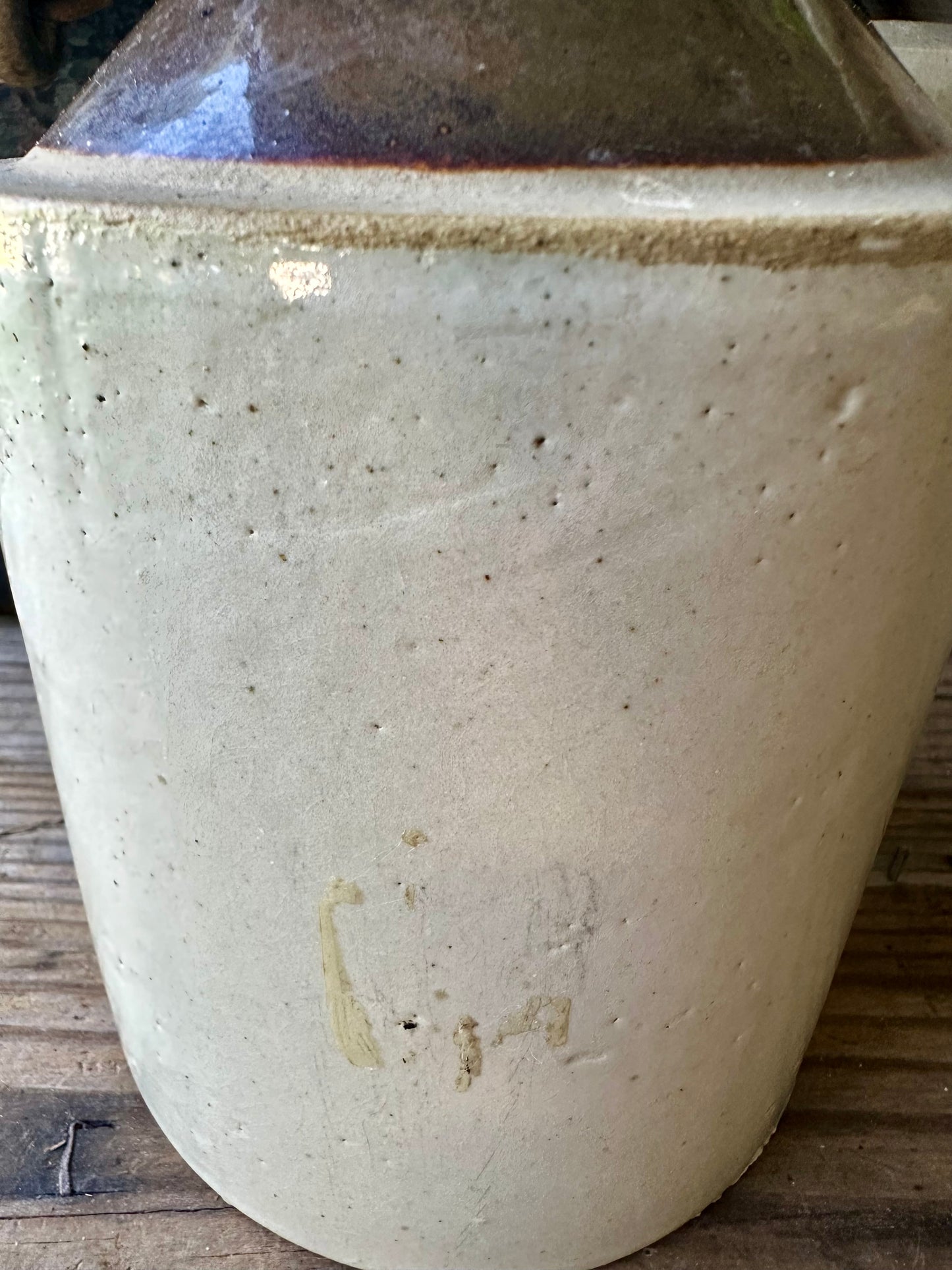 Crock Jug With Handle Two Tone Browns