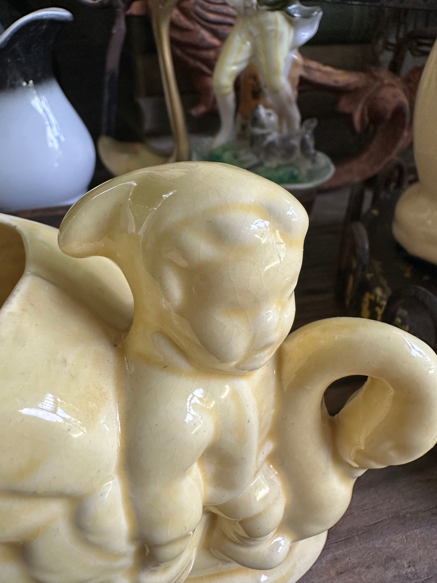 Swans & Boy Planter Yellow