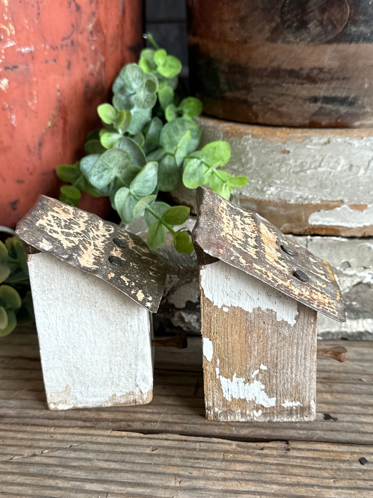 Bitty Birdhouses Handmade Set Of Two (Decor Only)