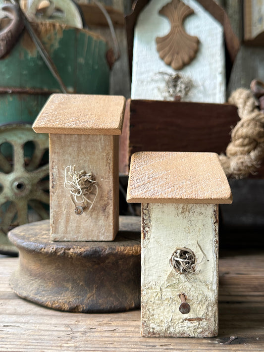 Handmade Bitty Birdhouses Set Of Two (decor only)